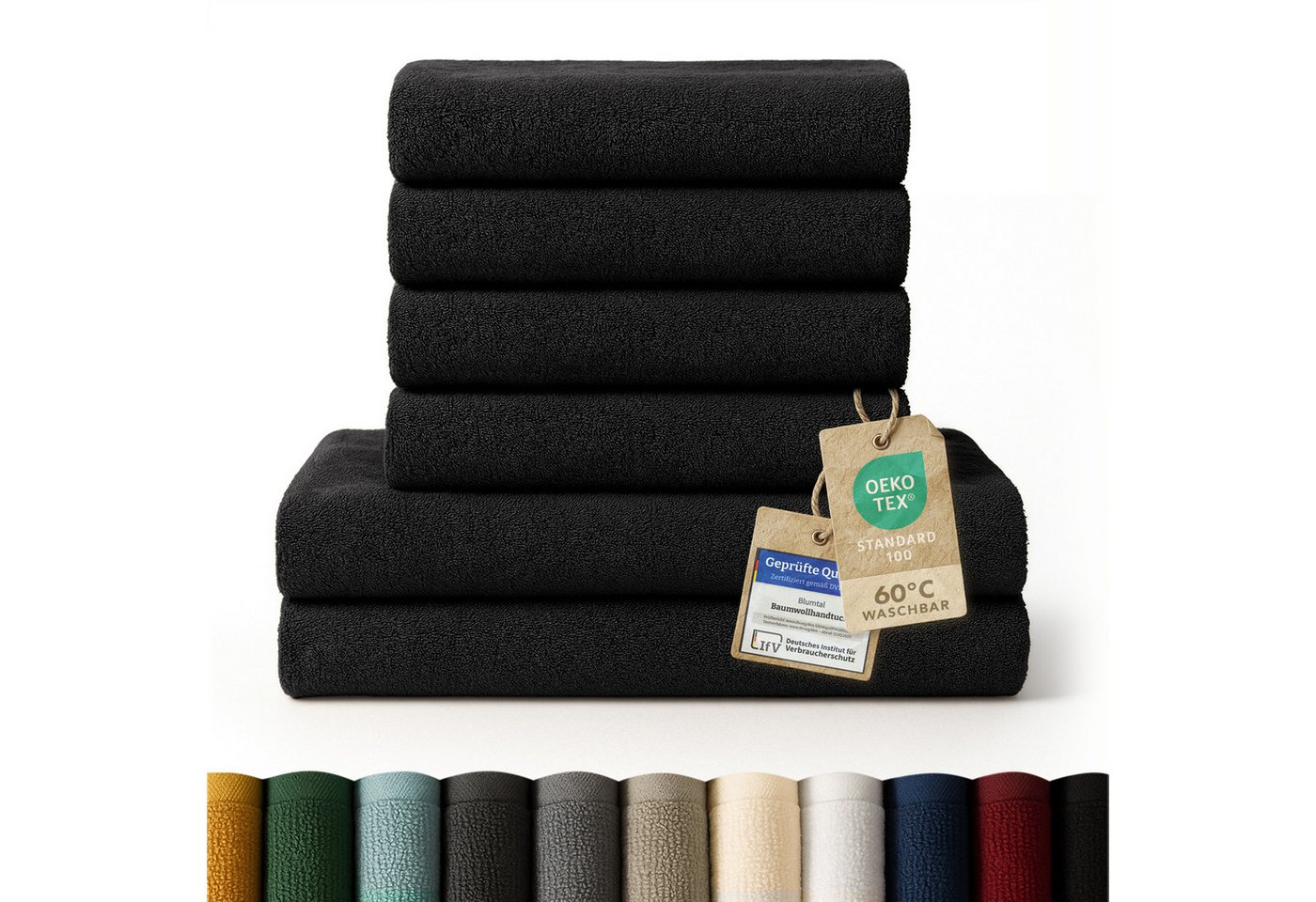 Blumtal Handtuch Set Premium 4/6-tlg. Frottier Dusch- (70x140 cm) & Handtuch (50x100 cm), Frottee (Set, 6-St), 100% Baumwolle, Oeko-TEX Zertifiziert
