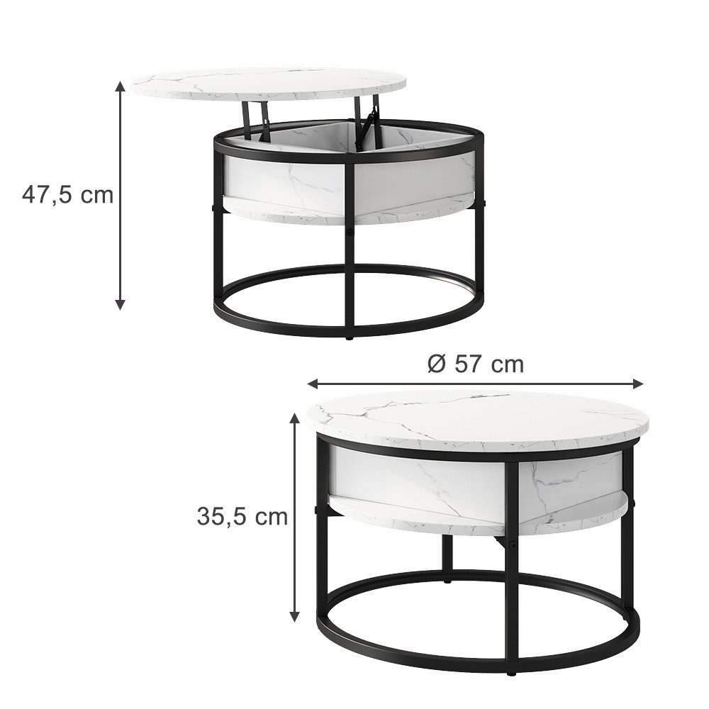 Vicco Couchtisch Marlo, Marmor Weiß, 57 günstig online kaufen