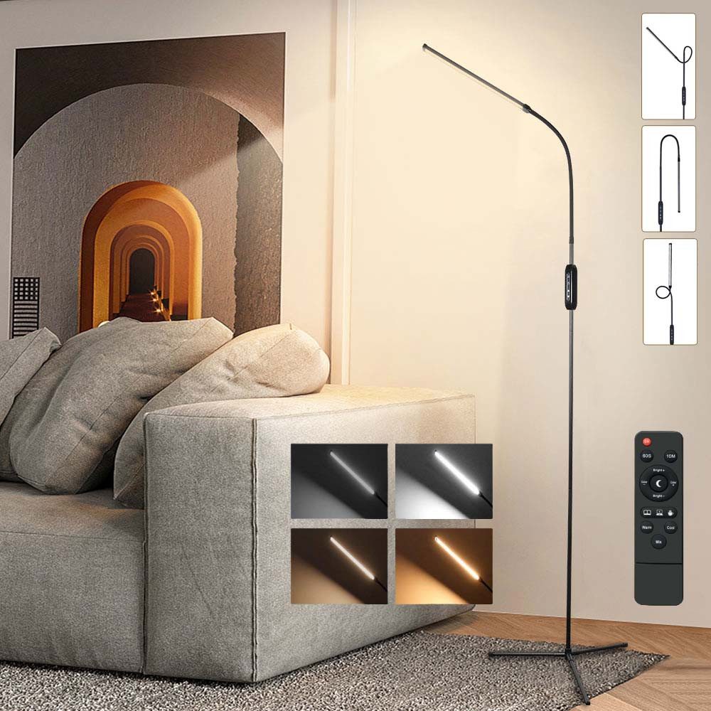 LED Stehlampe Stehleuchte Dimmbar Leselampe Schwanenhals mit Fernbedienung/Timer 12W