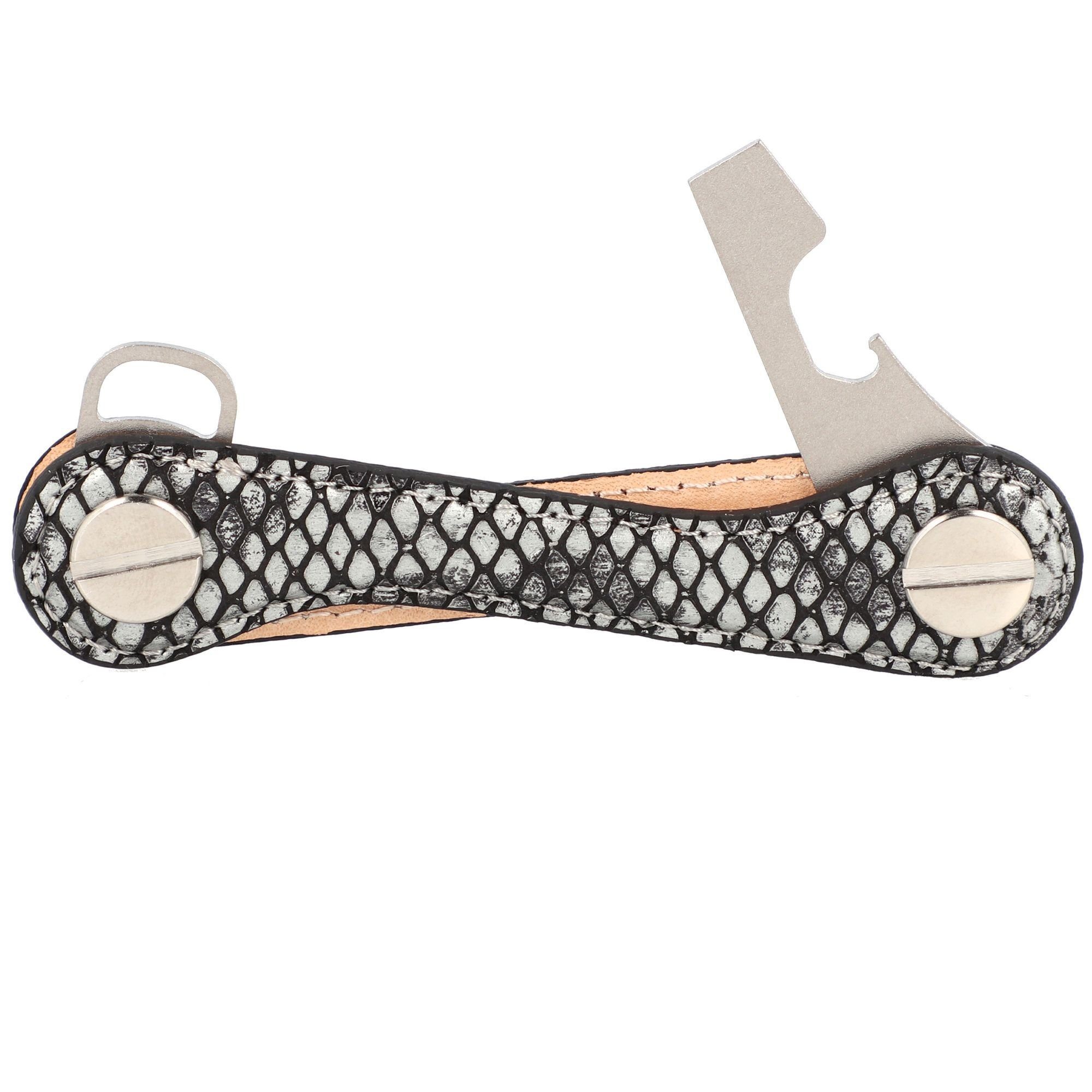 Keykeepa Schlüsseltasche Leather, grey Leder snake