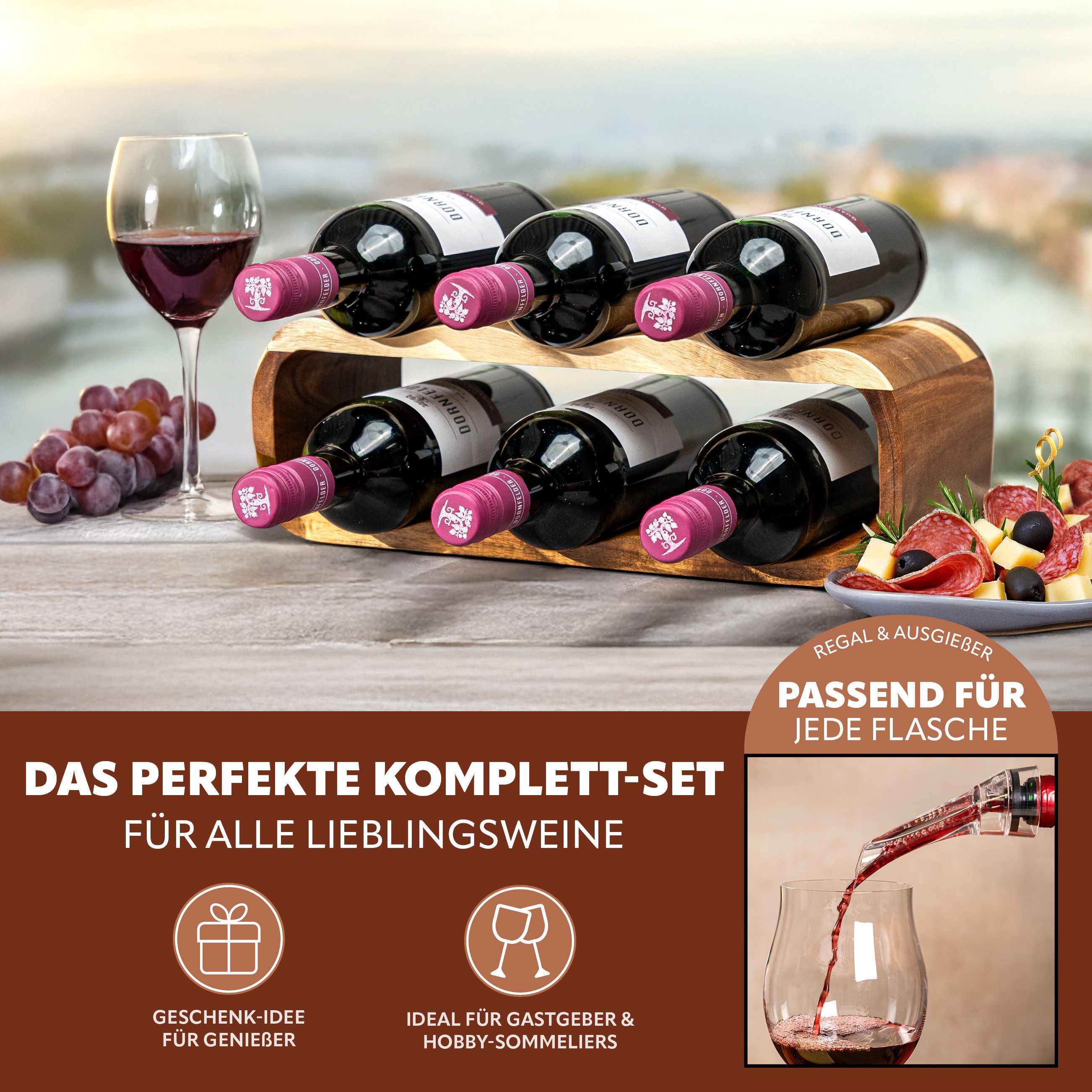 eluno Weinregal Weinregal-Set 6tlg., Sommelier-Set