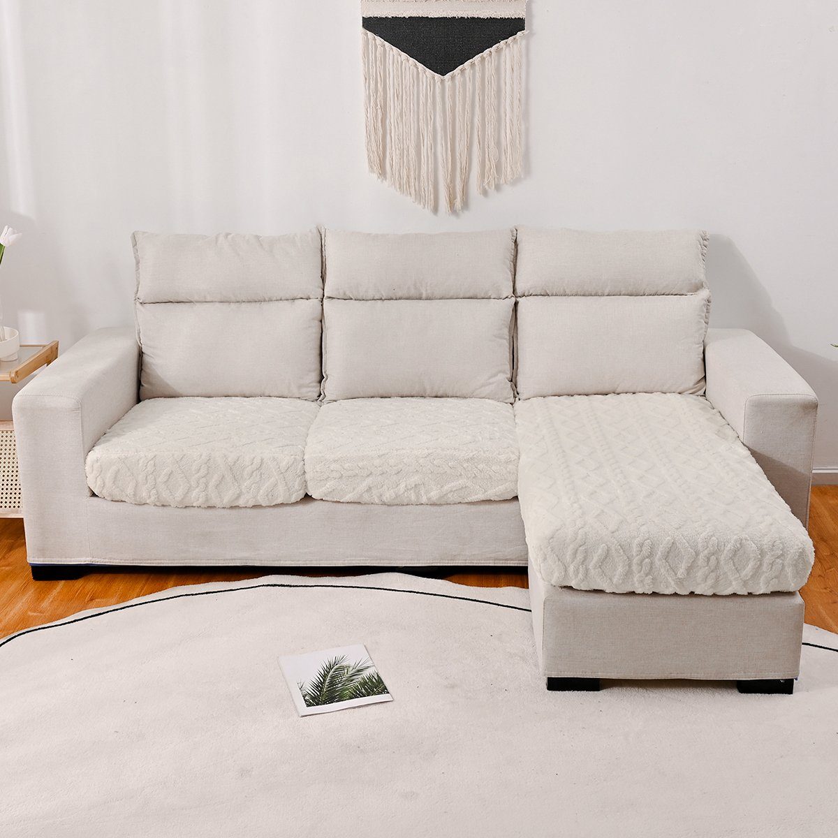 Form Sofahusse, Beige Couch überzug HOMEIDEAS, L elastisch, Sofabezug