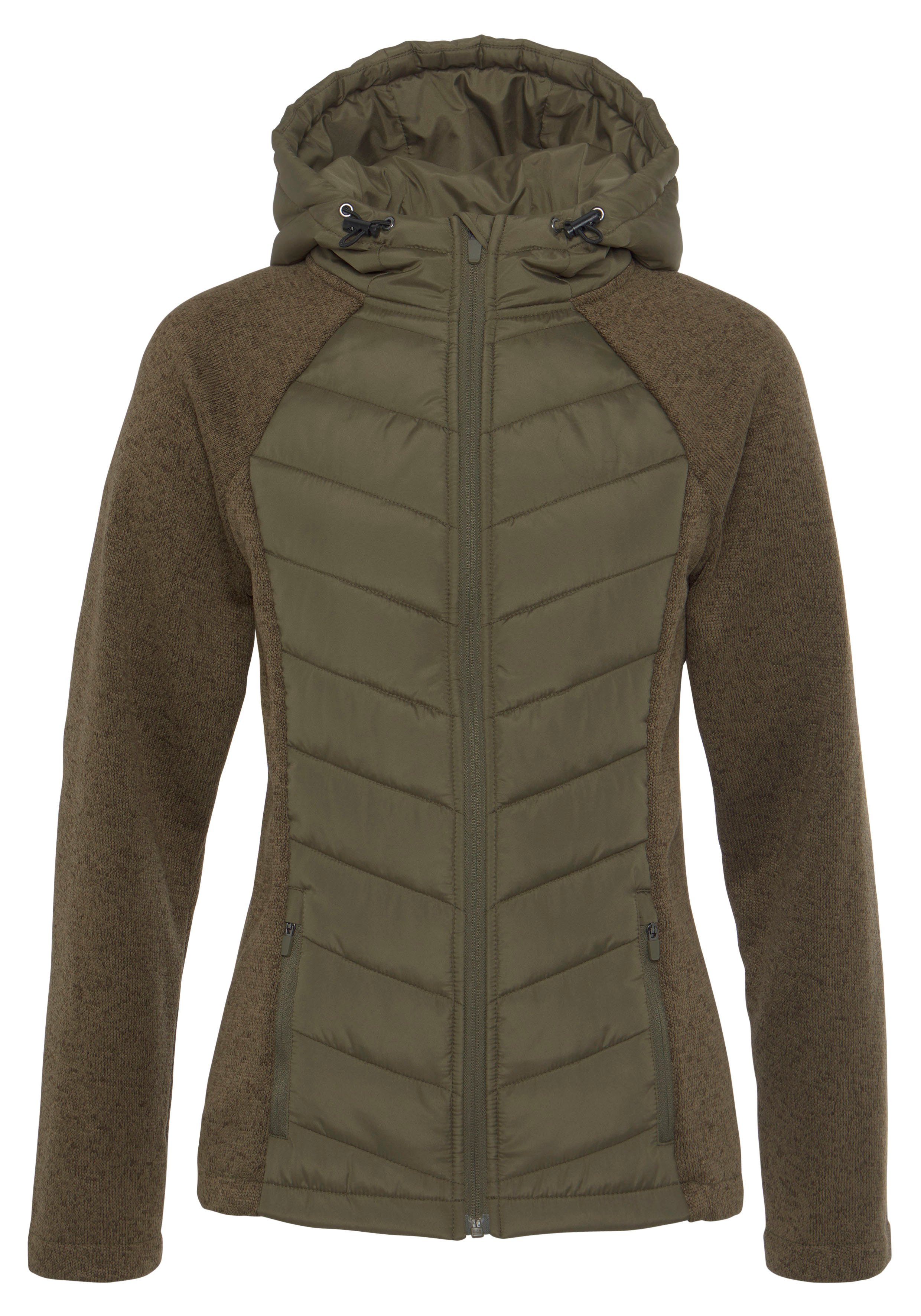 khaki mit Strickfleece-Ärmeln Vivance Steppjacke