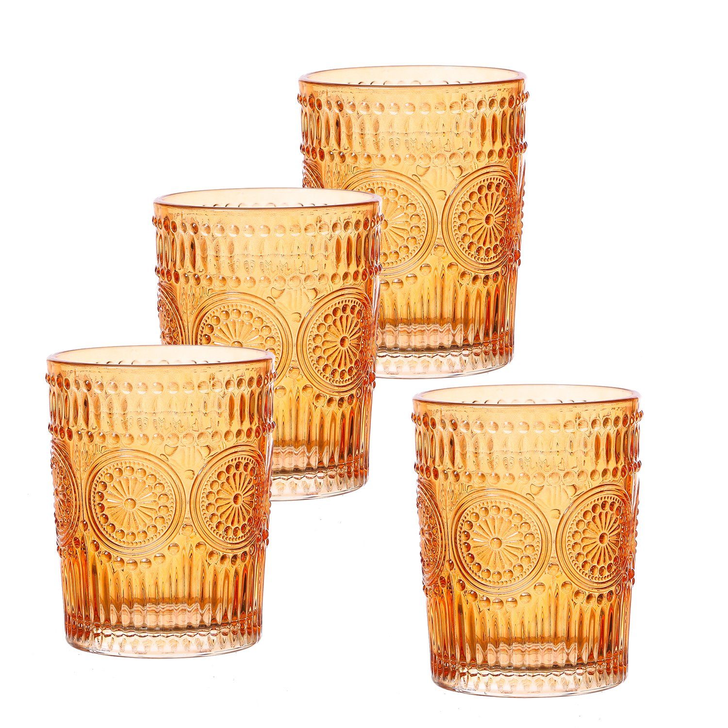 MARELIDA Gläser-Set Trinkgläser orange 4St 280ml Wasergläser Saftgläser Vintage Retro Boho, 4-tlg., Glas