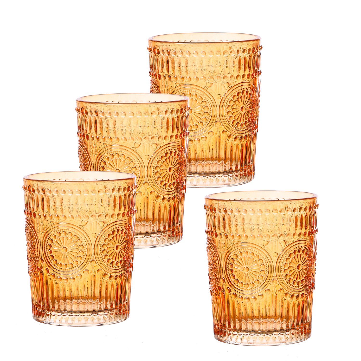 MARELIDA Gläser-Set Trinkgläser orange 4St 280ml Wasergläser Saftgläser Vintage Retro Boho, Glas