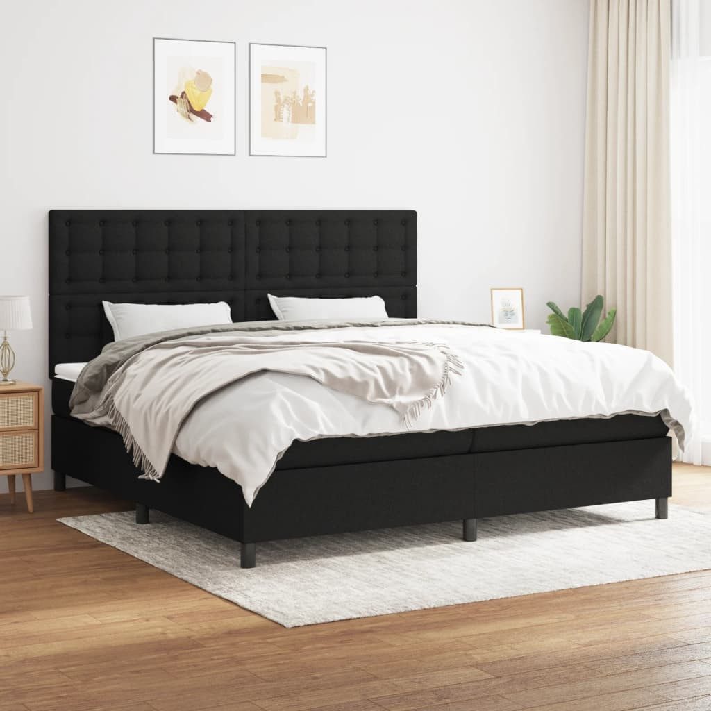 vidaXL Boxspringbett, Boxspringbett mit Matratze Schwarz 200x200 cm Stoff günstig online kaufen