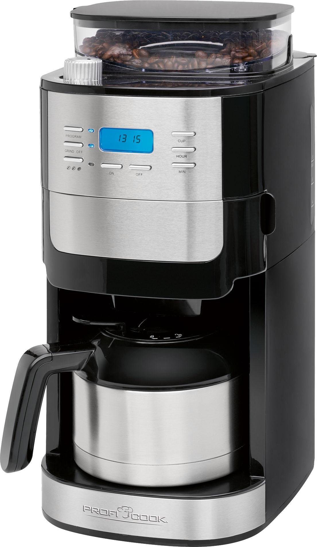 Kaffeemaschine mit Mahlwerk PC-KA 1137, 1l Kaffeekanne, Papierfilter 1x4 Kaffeemaschine mit Mahlwerk PC-KA 1137, 1l Kaffeekanne, Papierfilter 1x4