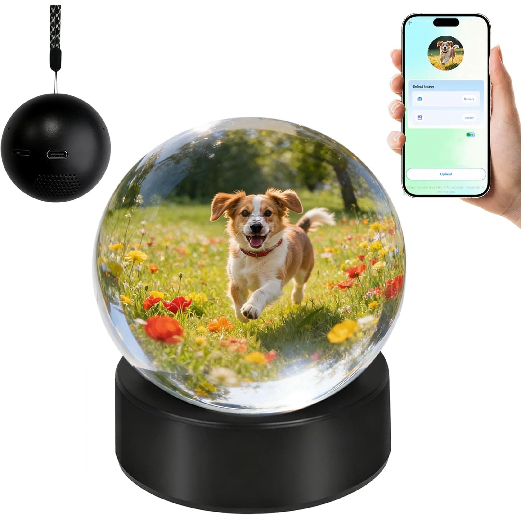 ibettertec Generisch Kristallkugel Video Player 7cm Video Erinnerungskugel MP4-Player (3D Digitalanzeige Kristallfoto Erinnerungs Kugel)