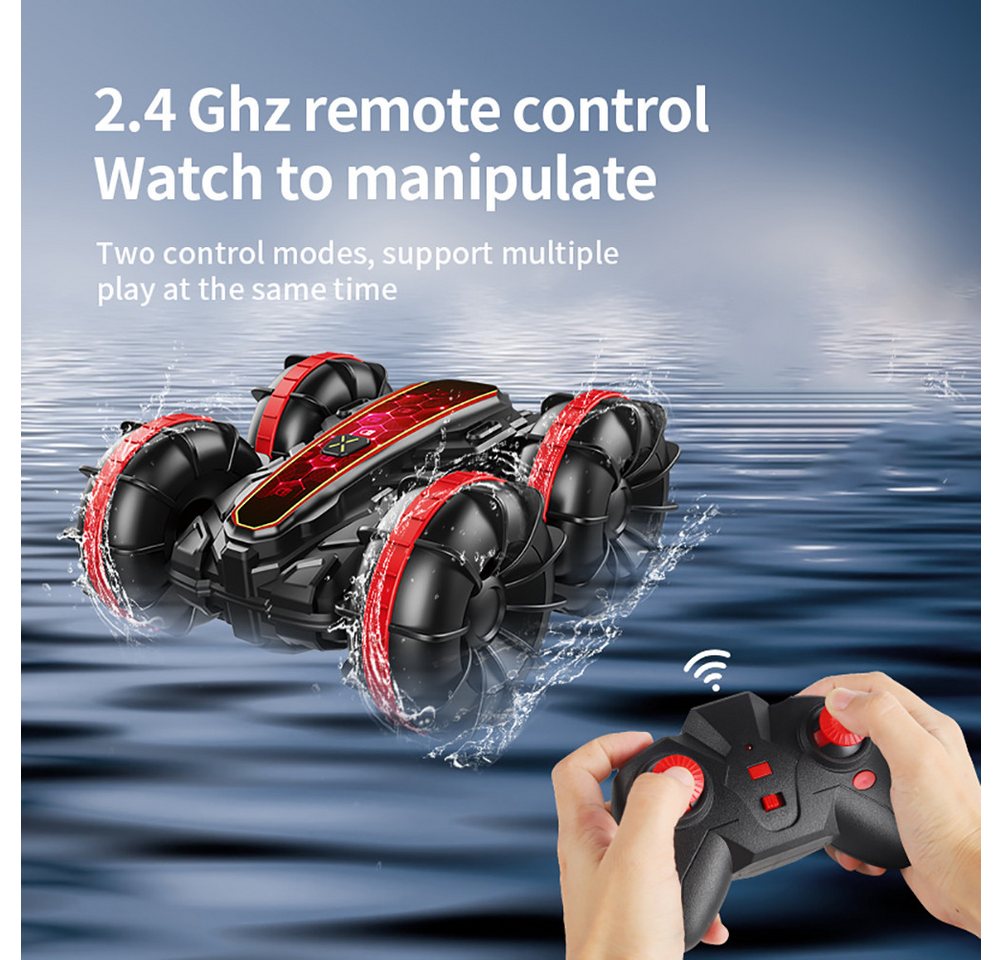Thumbnail - RWEUOQ RC-Auto Amphibisches RC-Auto, Akrobatik Ferngesteuertes Auto (360° Drehbar, All Terrain Strand Pool Wasser Spielz...