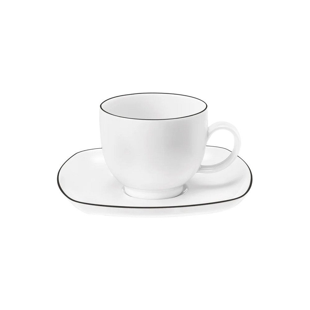 Seltmann Weiden Кружки Seltmann Weiden Lido Black Line eckig Kaffeetasse 0,22 l + Untertasse, Porzellan
