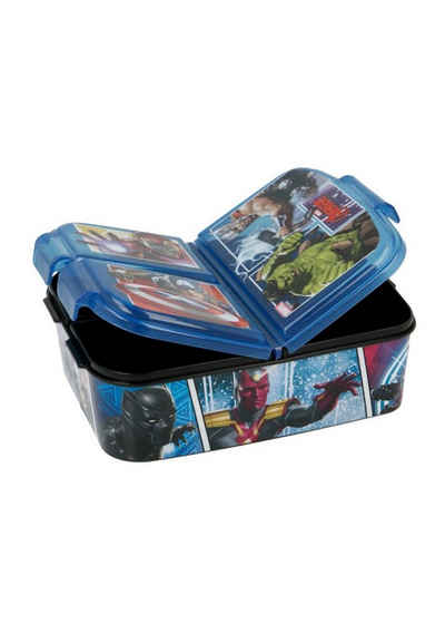 The AVENGERS Lunchbox Brotdose Hulk, Iron Man, Thor, Capt. America, Vesperdose mit 3 Fächern BPA-frei