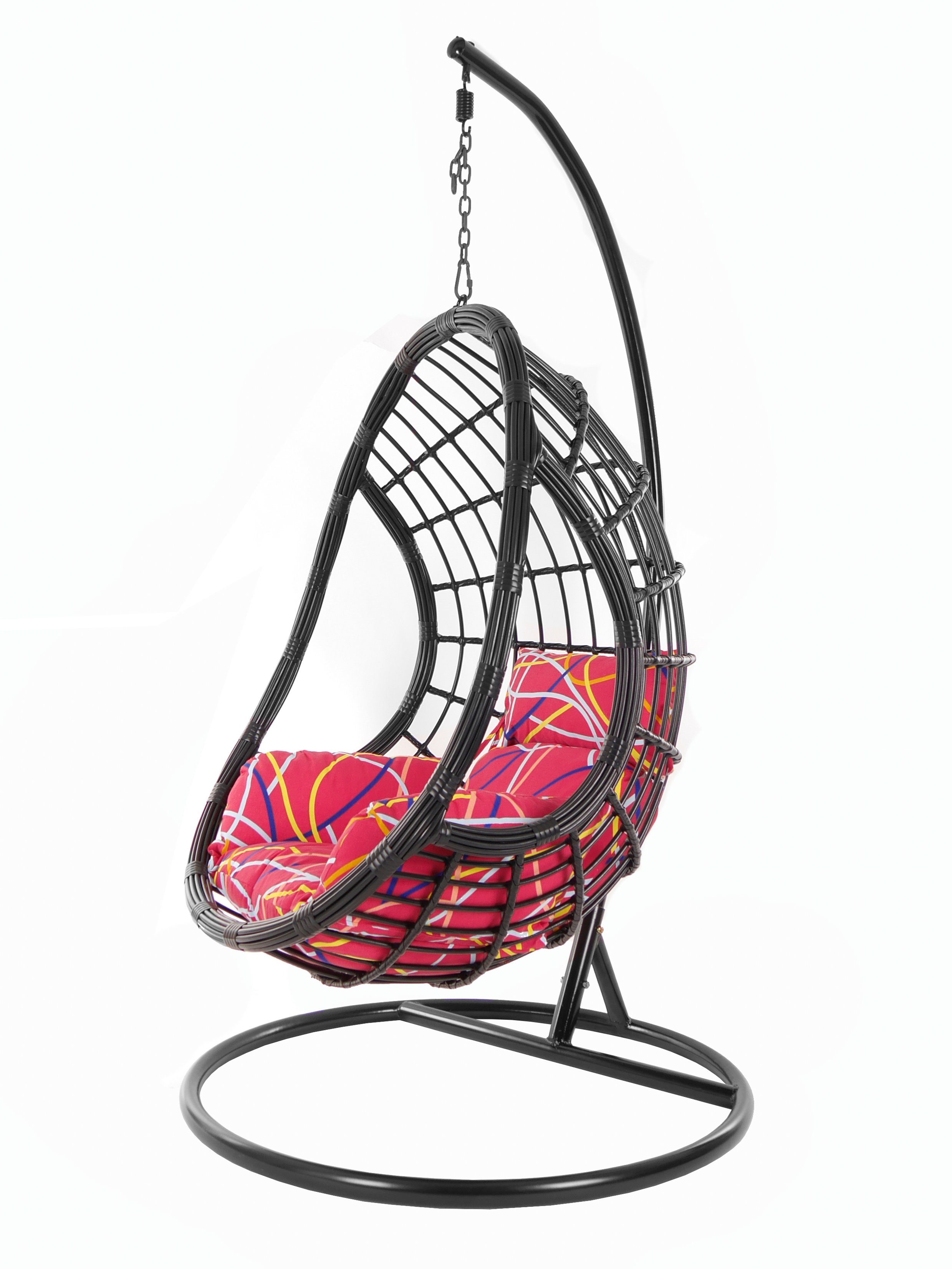 gemustert Chair, Hängesessel mit Kissen, (3021 Muster Loungemöbel, Swing black, Schwebesessel, abstract) be PALMANOVA Hängesessel und KIDEO Gestell Schwarz,
