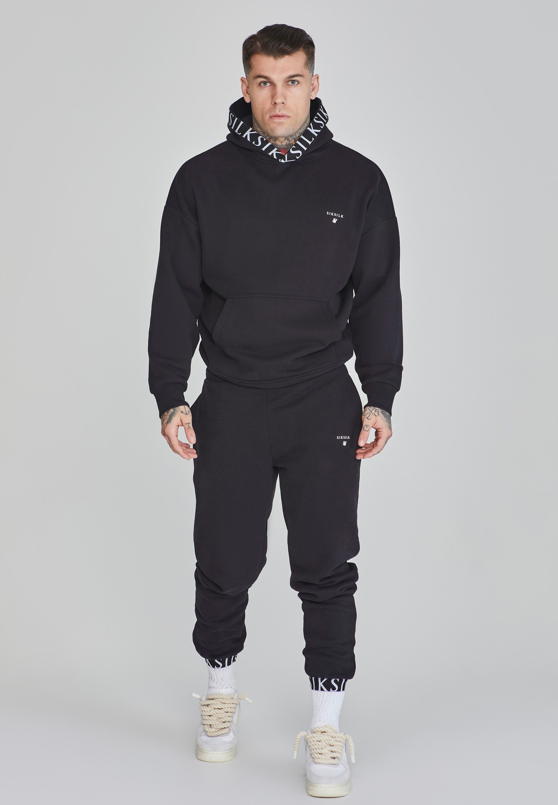 Siksilk Hoodie SikSilk Herren Schwarzer Kapuzenpullover günstig online kaufen