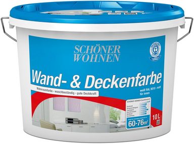 SCHÖNER WOHNEN FARBE Innenfarbe »Wand- und Deckenfarbe 10,0L weiss DIN