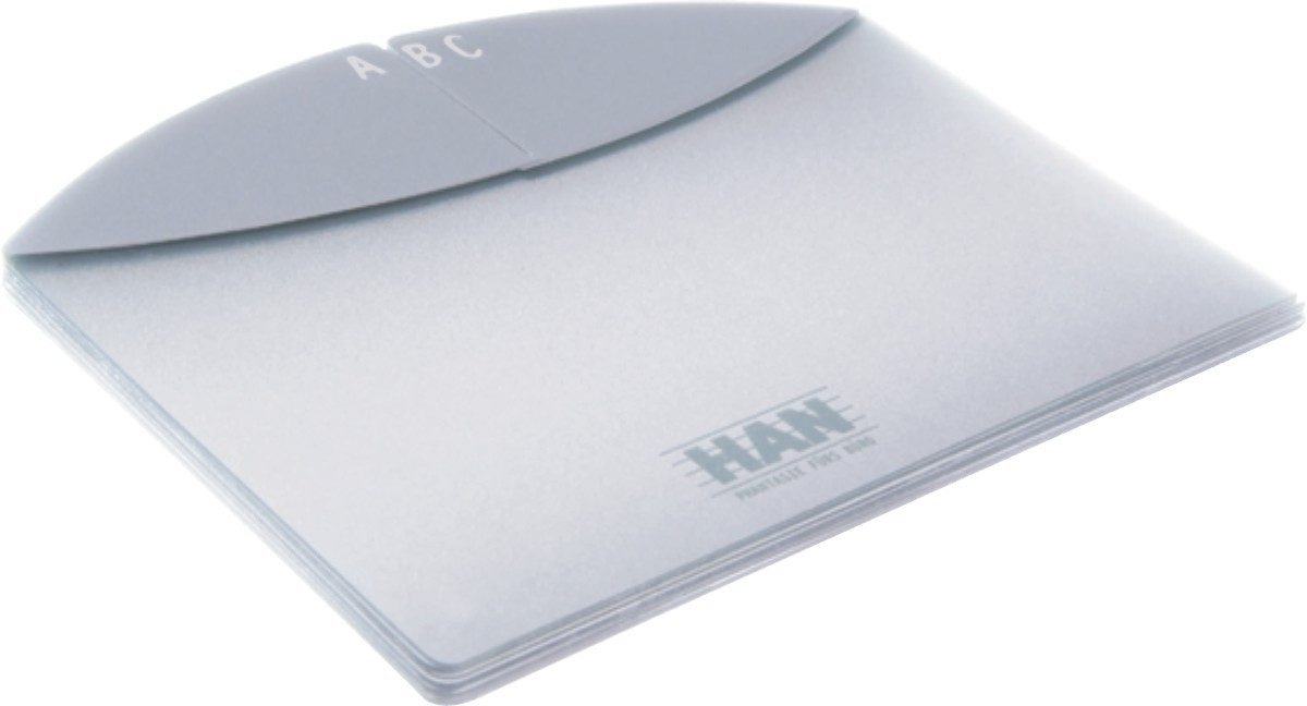 HAN-Bürogeräte Karteikasten Register A8 A-Z 16-teilig für Croco Duo transluzent klar