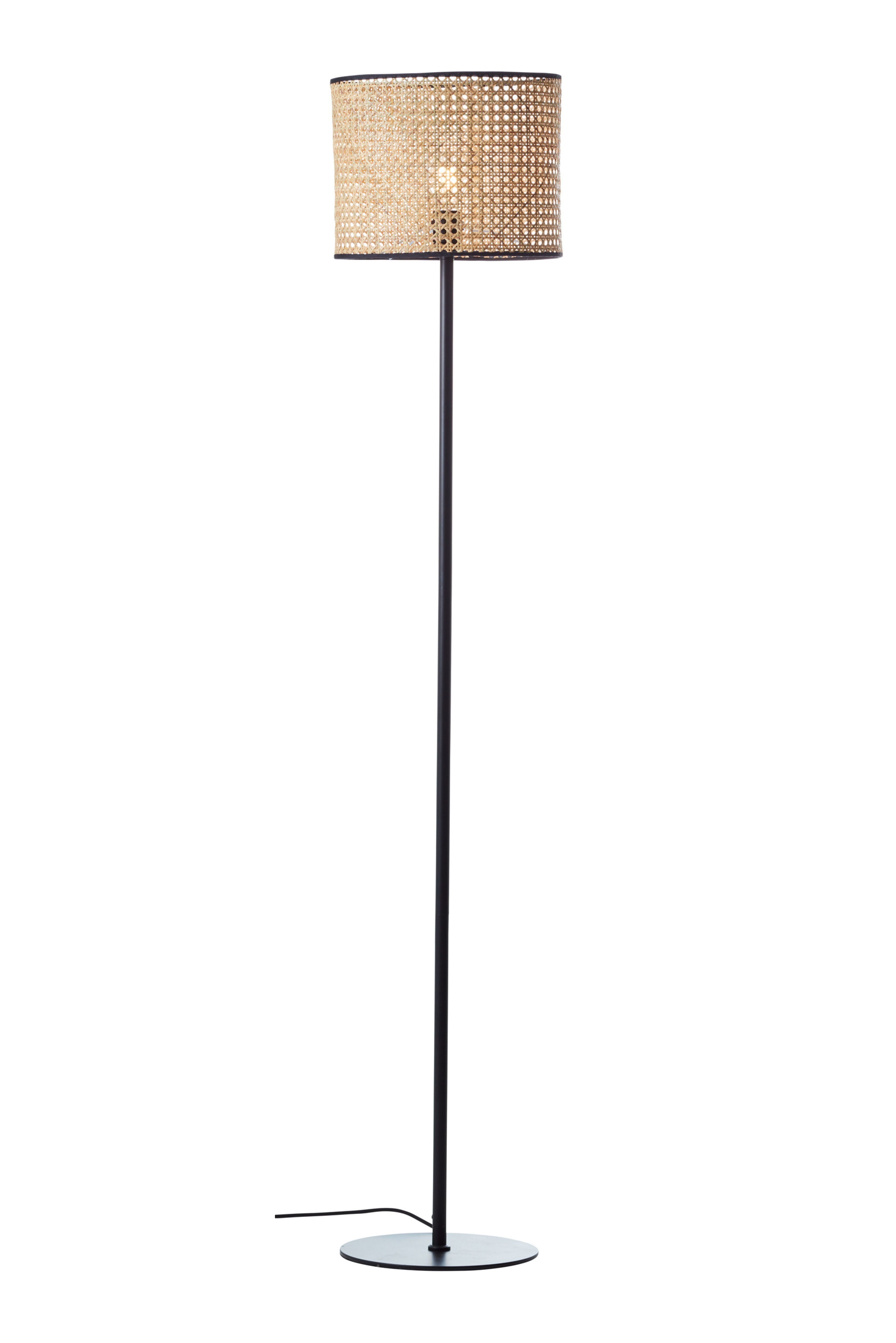 lightling Stehlampe Phuket, ohne Leuchtmittel, Lampenschirm aus Rattan-Geflecht, Fußschalter
