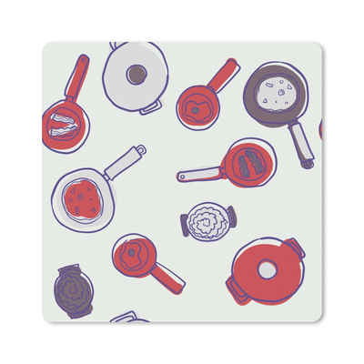 MuchoWow Gaming Mauspad Muster - Kochen - Pfanne - Lebensmittel (1-St), Gaming, Rutschfester Unterseite, Mausunterlage, 50x50 cm, XXL, Großes