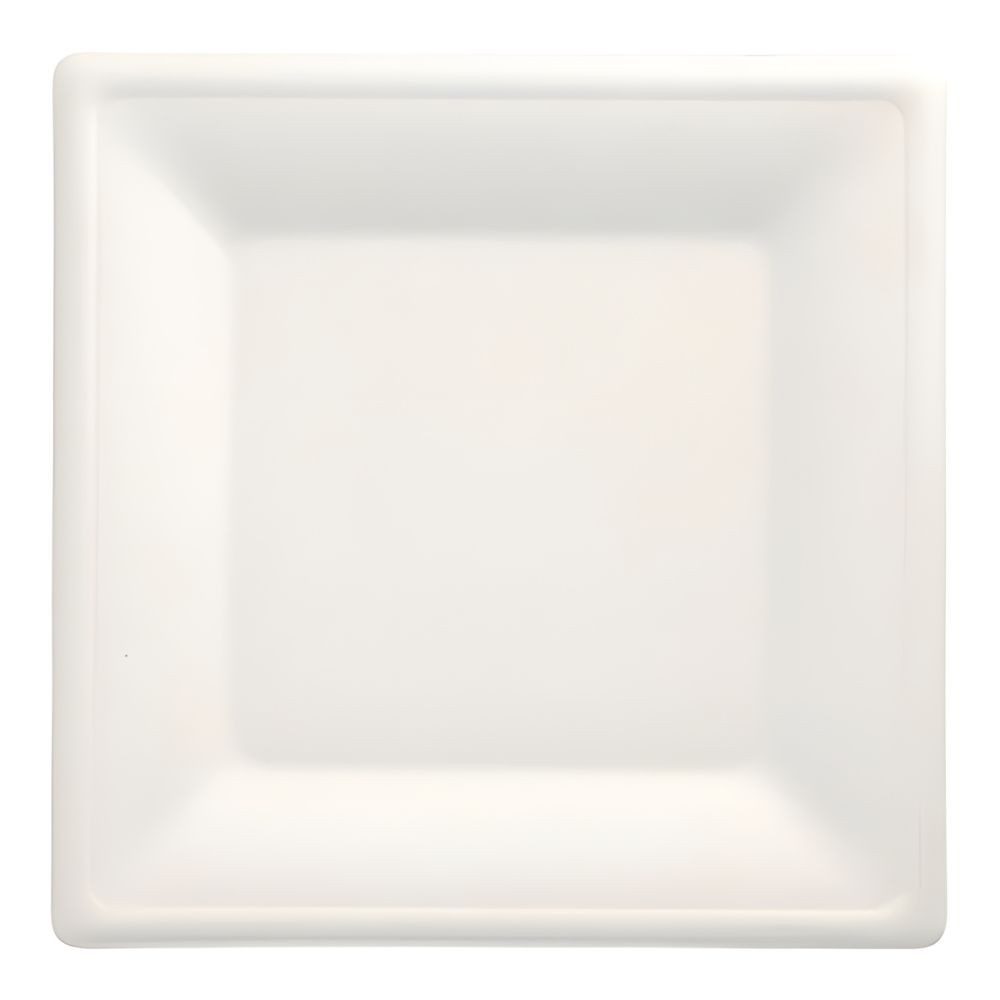PAPSTAR Einwegteller Teller, Zuckerrohr pure eckig 26 cm x 26 cm weiss 100 Stk