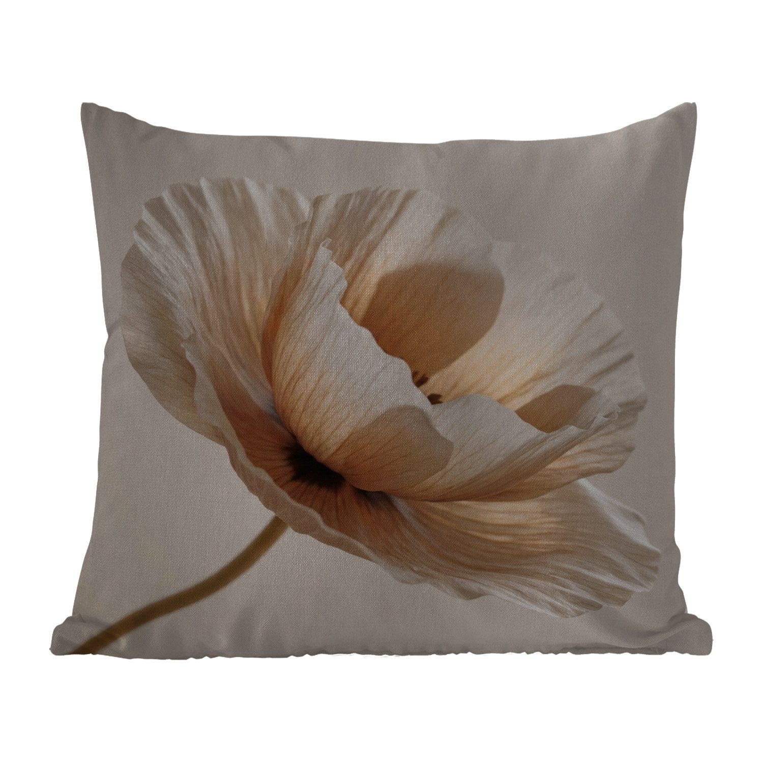 MuchoWow Dekokissen Blume - Beige - Creme, Kissenbezüge, Kissenhülle, Kissen, Outdoor, 40x40 cm
