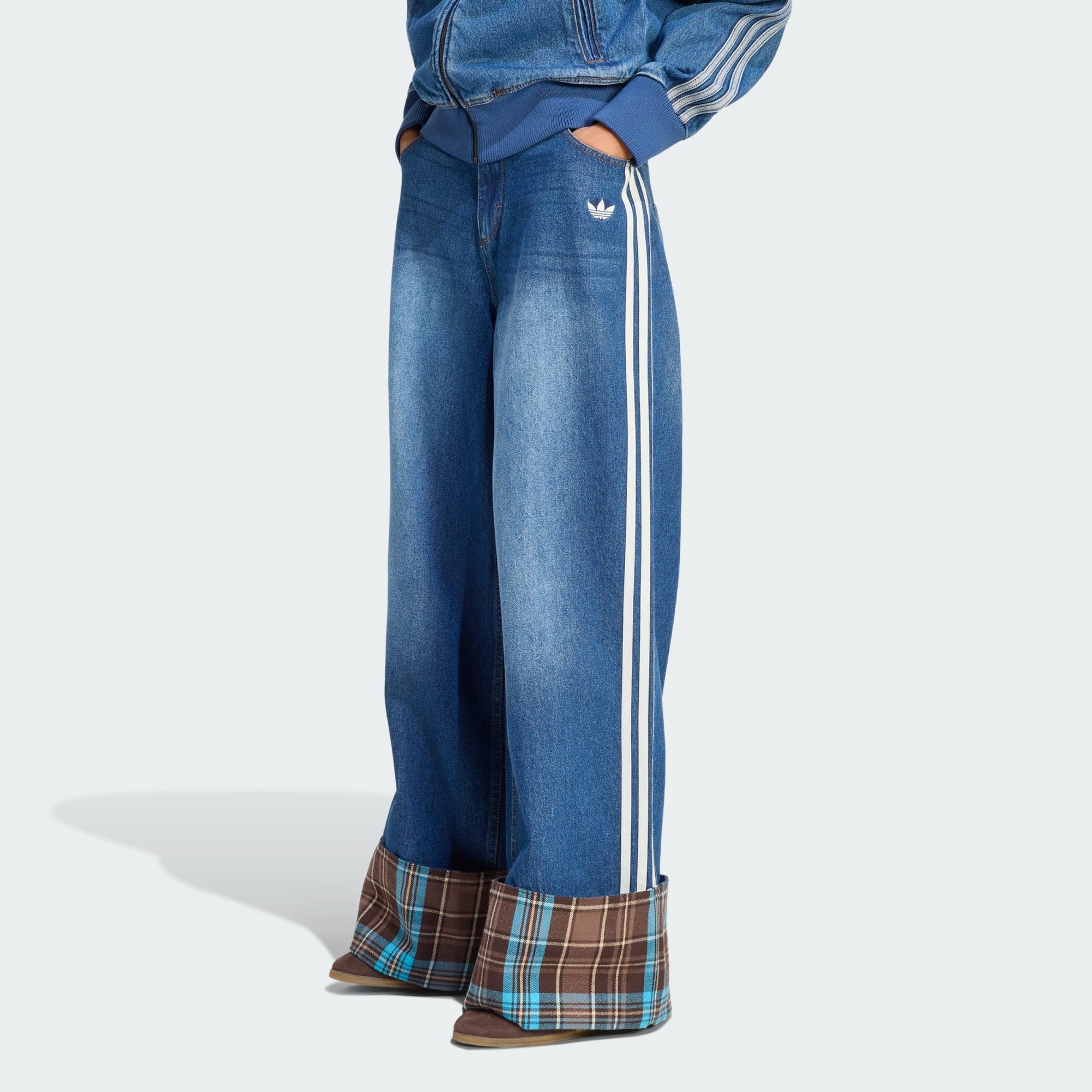 adidas Originals Loose-fit-Jeans VINTAGE WIDE LEG JEANS MIT KARIERTER NAHT (1-tlg)