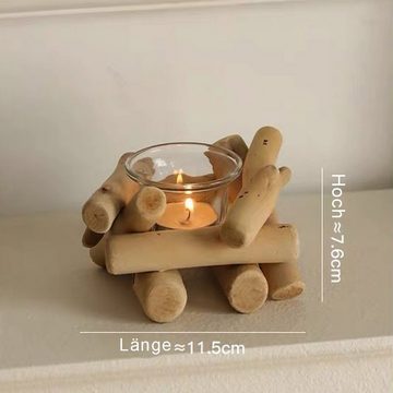 Rnemitery Kerzenständer Rustikale Kerzenständer Teelichthalter Holz für Wohnzimmer Hochzeit (1 St)