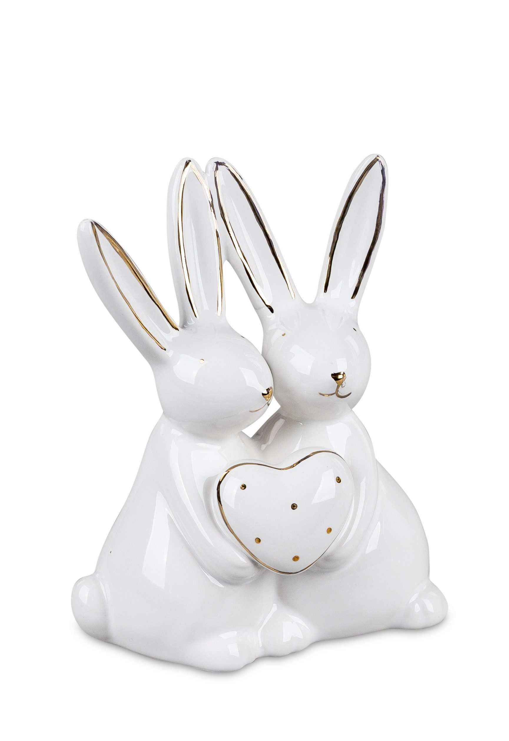 Geschenk-Himmel Osterhase Hasenpaar in Weiß-Gold – stilvolle Osterfreude Hase Hasen Ostern