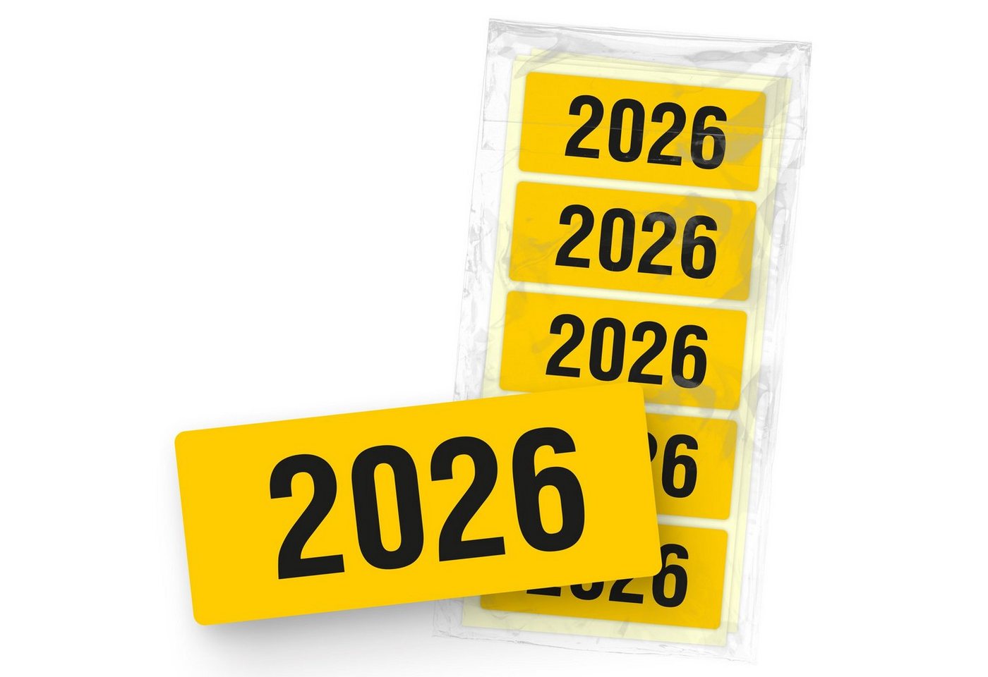 itenga Etiketten itenga 50x Jahresetiketten 2026 GELB rechteckig 6 x 2,5 cm aus Haftpap