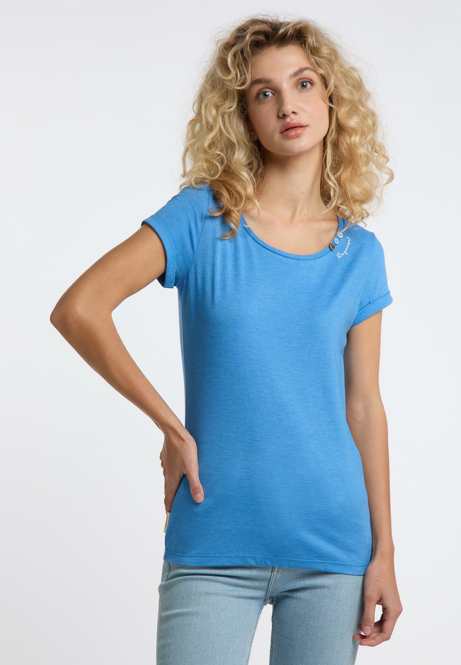 Mode Vegane A & Ragwear BLUE T-Shirt ORGANIC FLORAH Nachhaltige