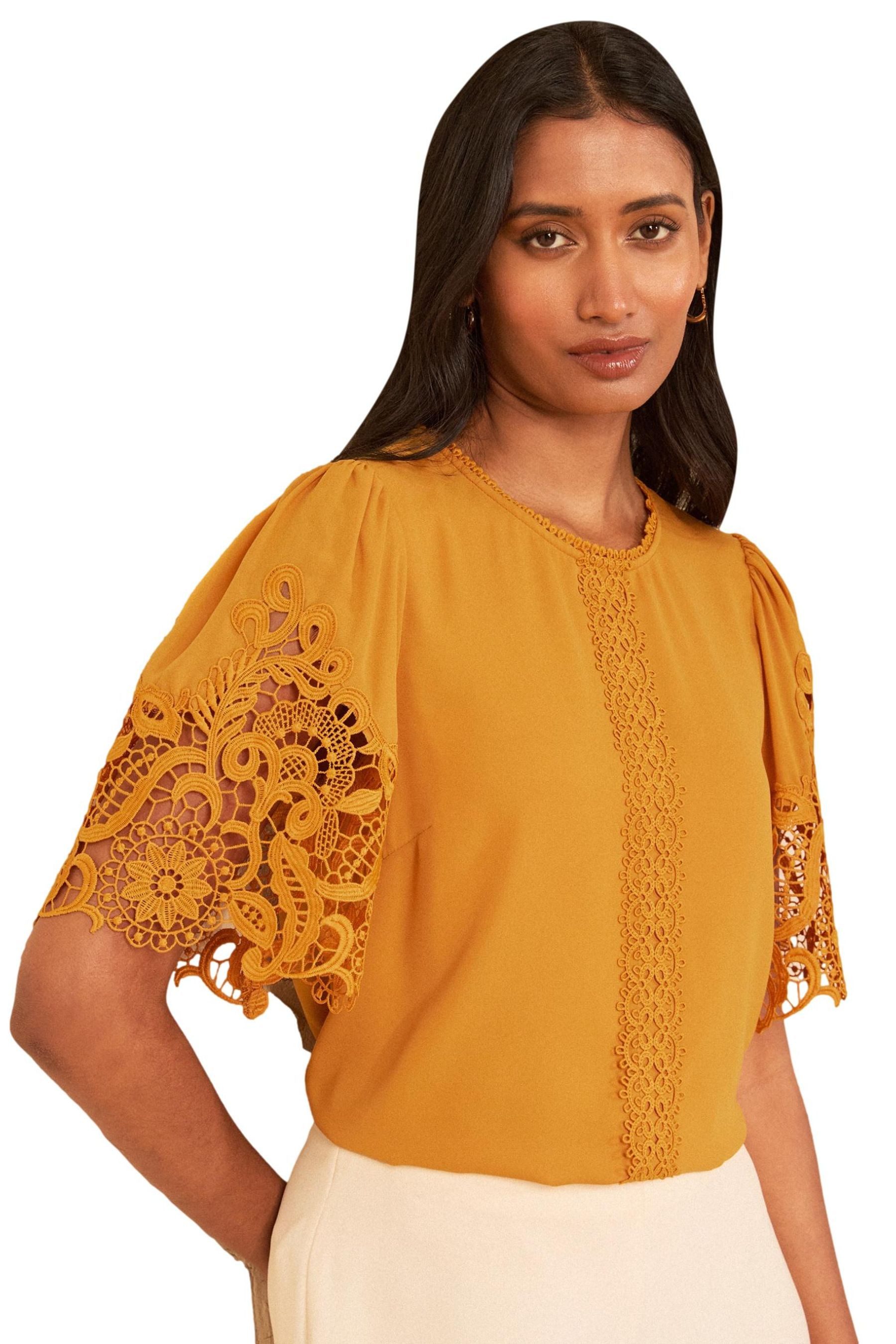 Kurzarmbluse Love & Roses kurzärmlige Spitzenbluse, Regular