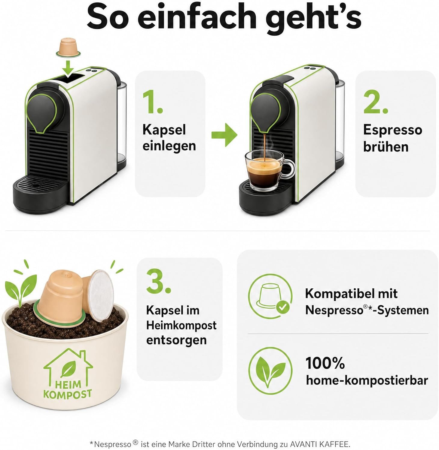 LK Trend & Style Kaffee Avanti EMMA Bio & Fairtrade Biocaps Kapseln, Bio-Kapseln 100% kompostierbar