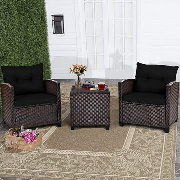 KOMFOTTEU Sitzgruppe Rattan Gartenmöbel, (Set, 3-tlg), mit Sitzkissen