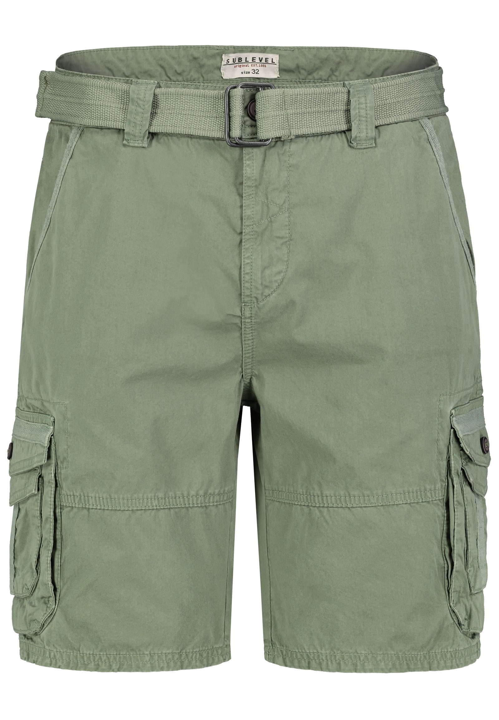 SUBLEVEL Cargoshorts Herren Cargo Shorts kurze Hose Bermuda Knielang Short Sommer + Gürtel