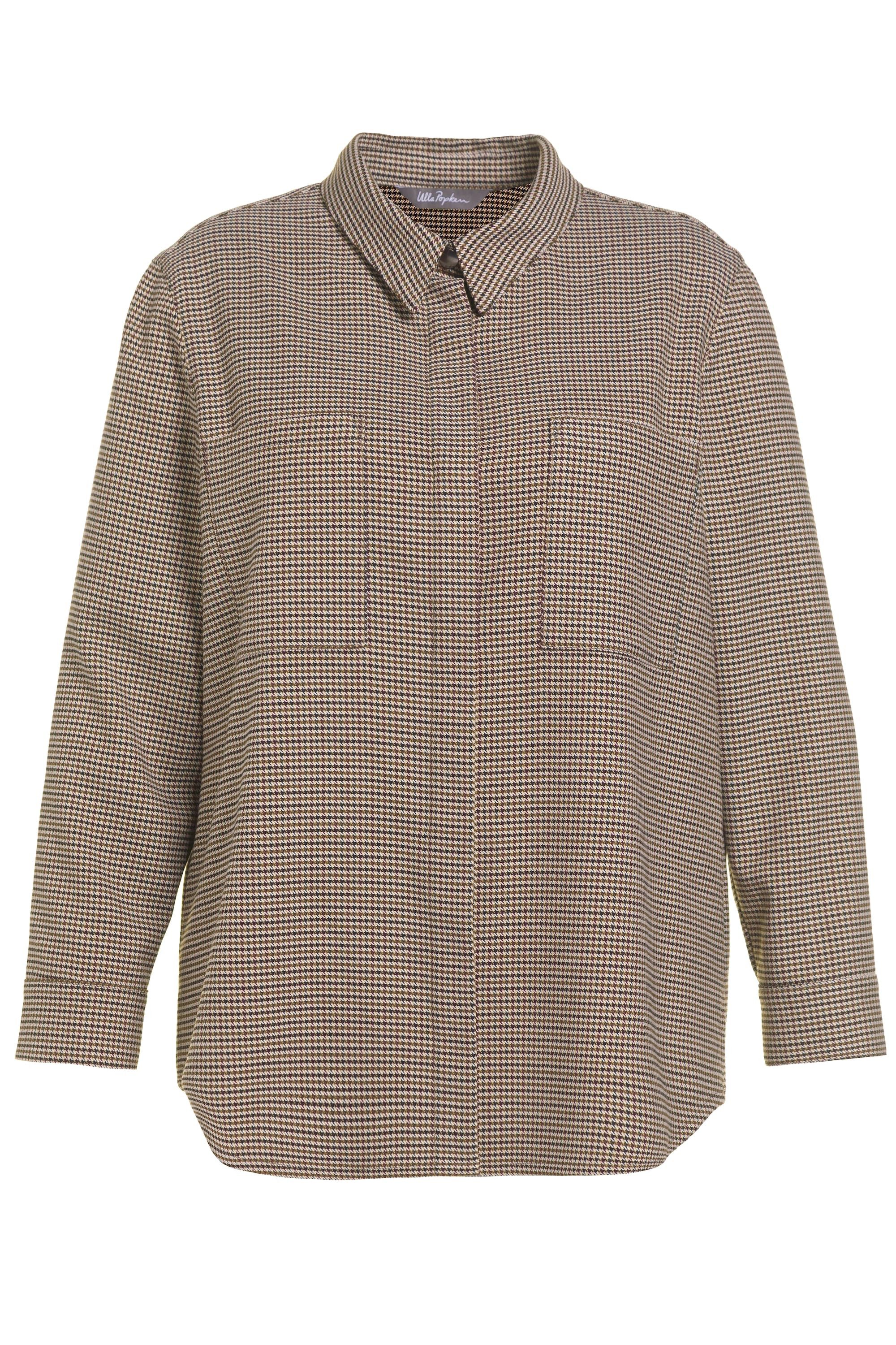Ulla Popken Shirtjacke Shaket Karomuster Hemdkragen günstig online kaufen