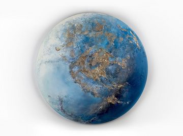 YS-Art Gemälde Neptun, Planet, Leinwandbild Erde Rund Blau Gold Leuchte