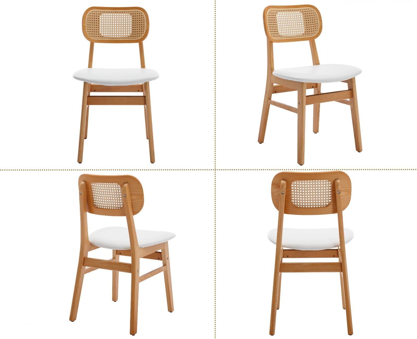 WAHSON OFFICE CHAIRS Esszimmerstuhl Rattansessel 2/4er Set, Küchenstuhl – Bild 5 von 5