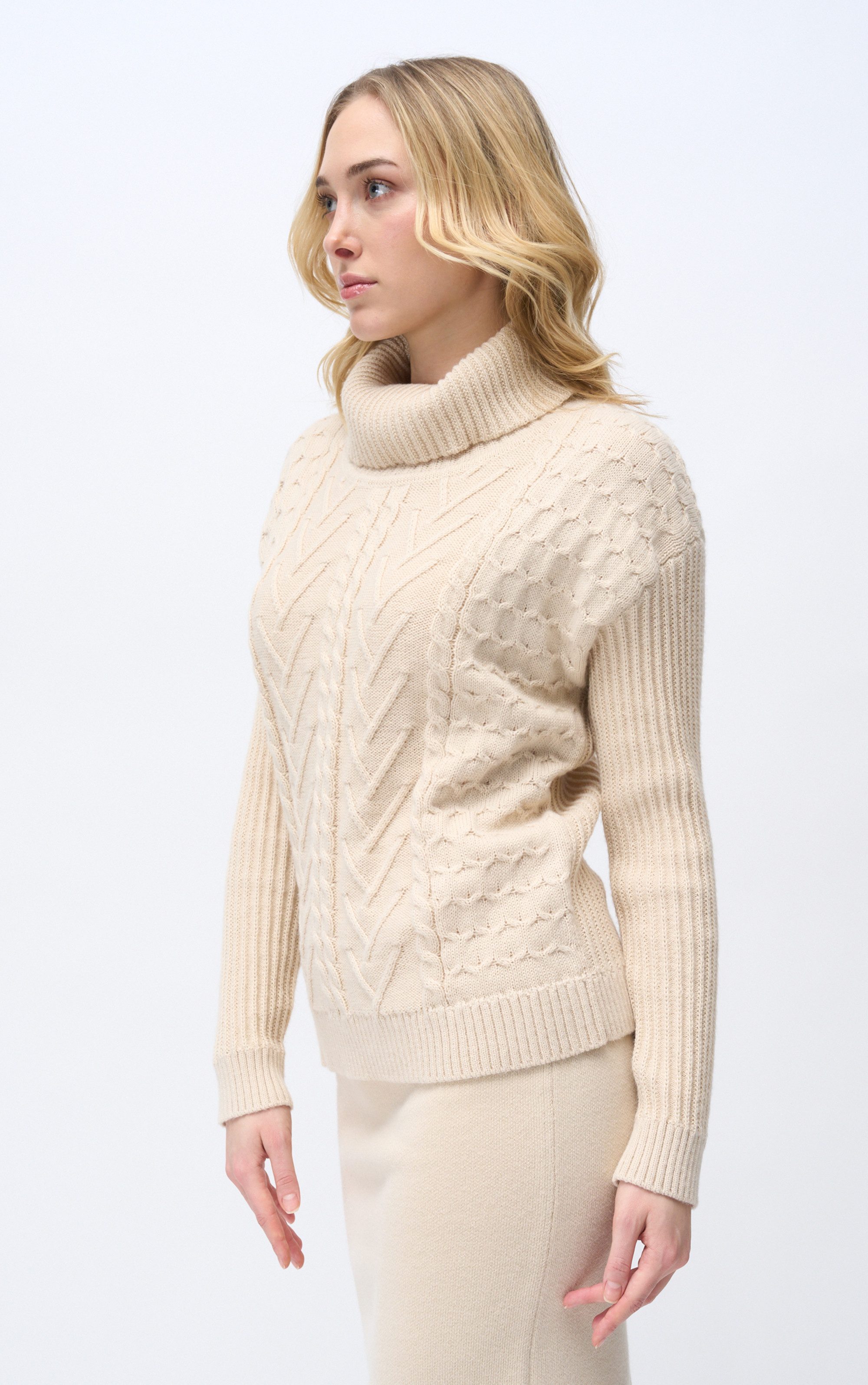 Passioni Strickpullover Rollkragenpullover mit Zopfmuster günstig online kaufen
