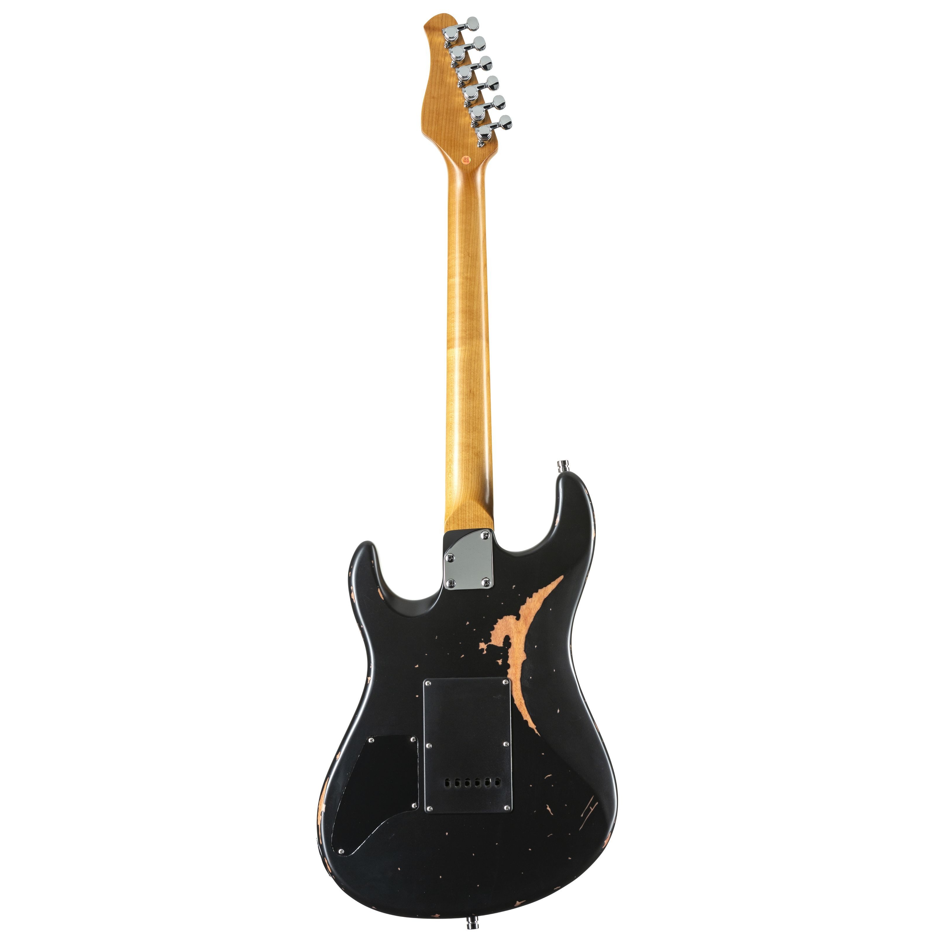 FAME E-Gitarre, E-Gitarren, ST-Modelle, Custom ST MN Worn Licorice over Sunburst - E-Gitarre