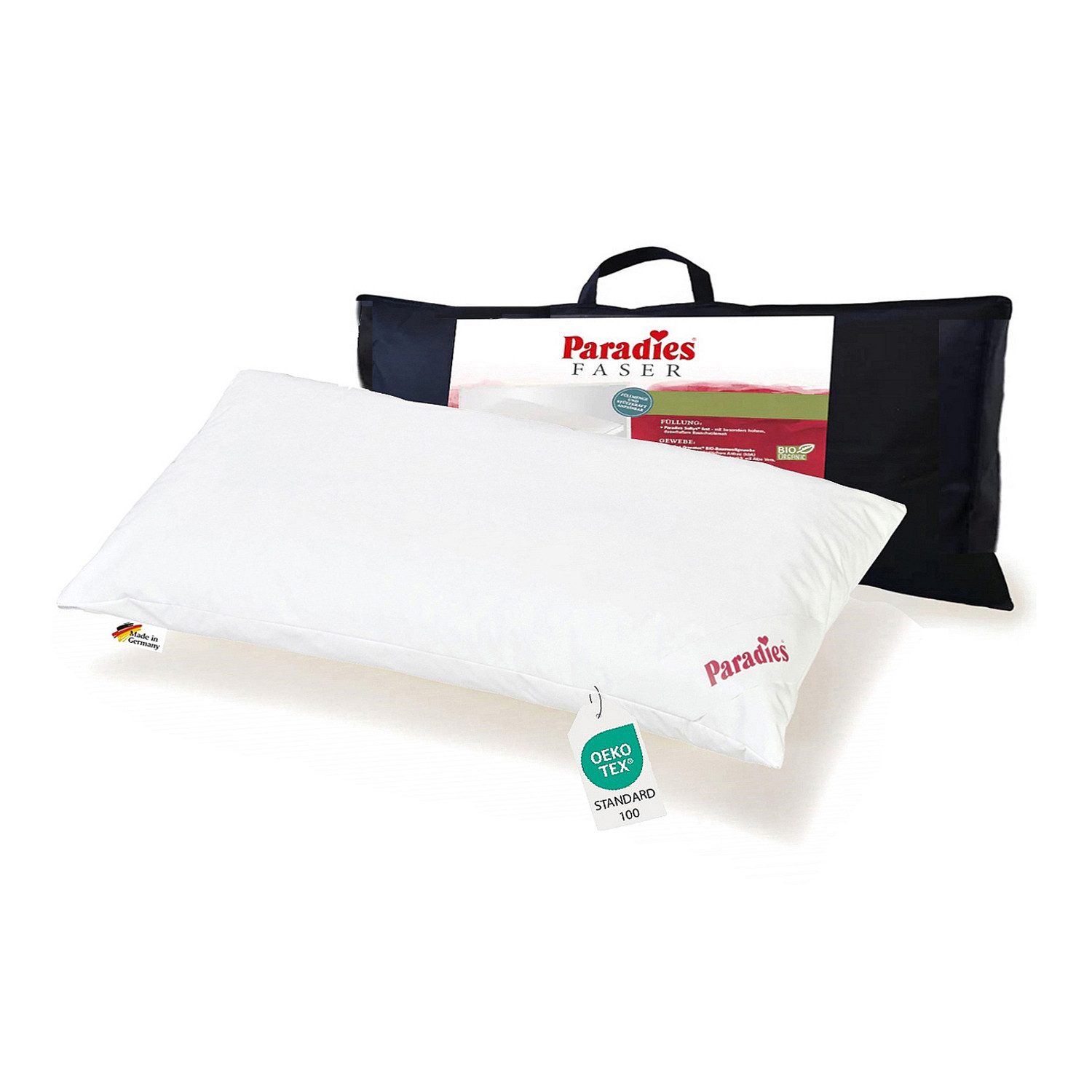 Paradies Kunstfaserkopfkissen Paradies Softy extra Подушки Kissen Faserkissen Nackenkissen 40x80, Füllung: 100% Faserbällchen, Bezug: 100% Baumwolle, Seitenschläfer, Rückenschläfer, Bauchschläfer