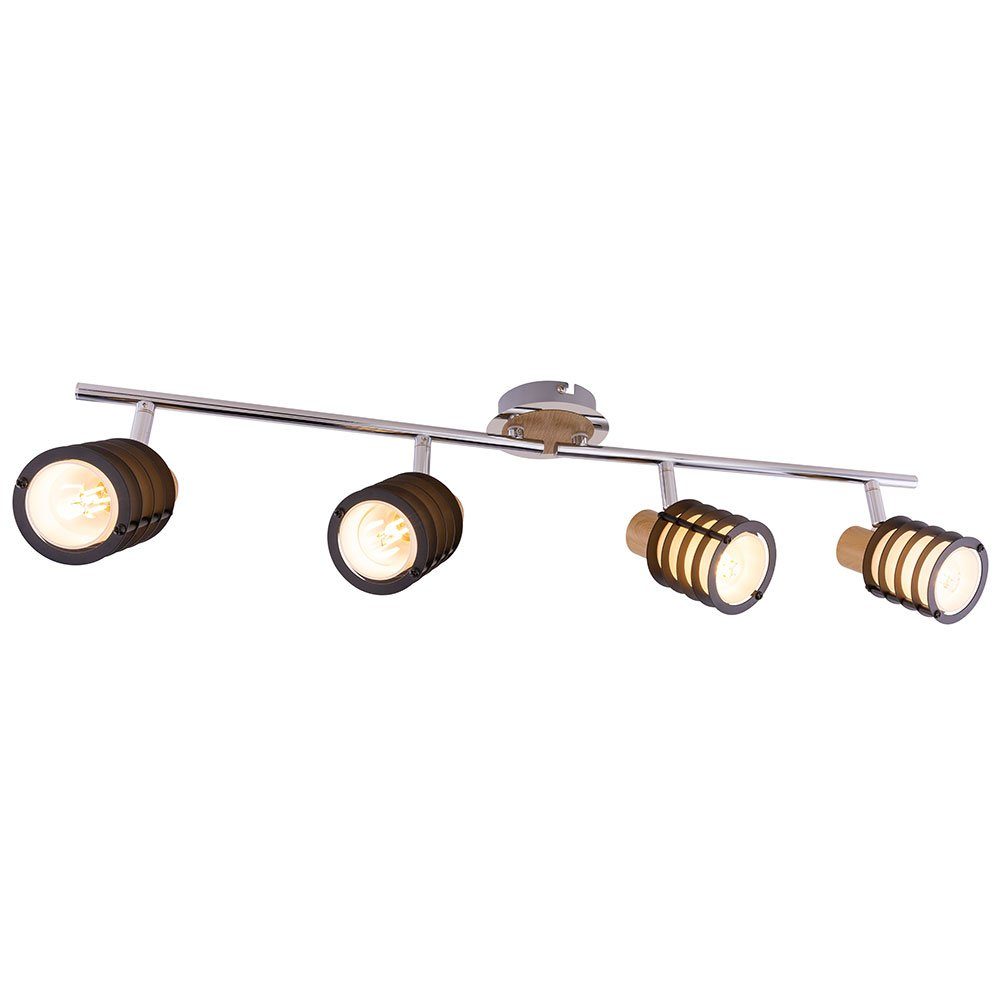 nicht Deckenleuchte, Strahler Leuchtmittel Glas Spotlampe inklusive, Spotleiste Globo Deckenleuchte schwenkbar LED chrom Holz