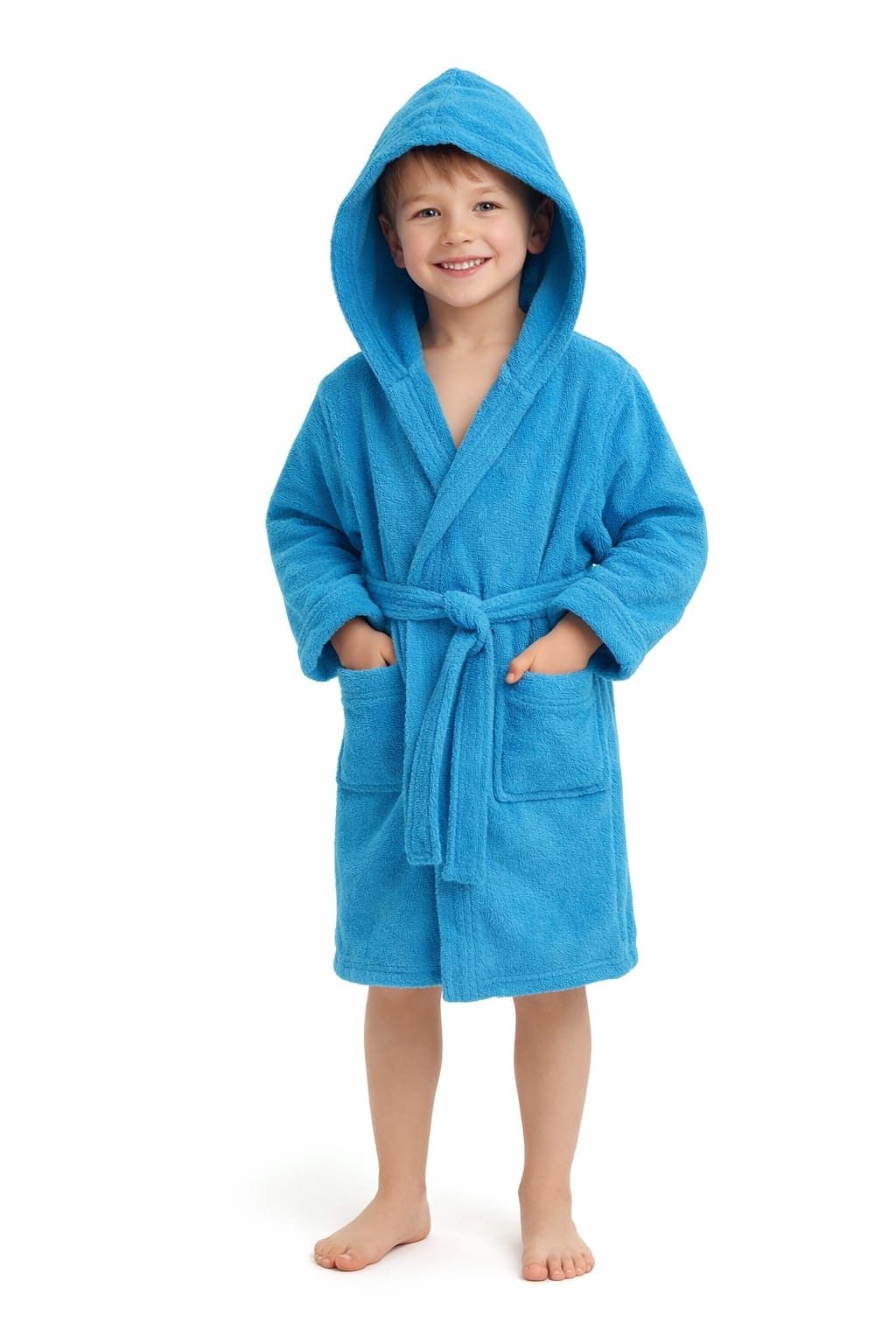 Toker Collection® Kinderbademantel Kinder Bademantel mit Kapuze – 100% Baumwolle, Kapuze, Gürtel, Hautsympatisch