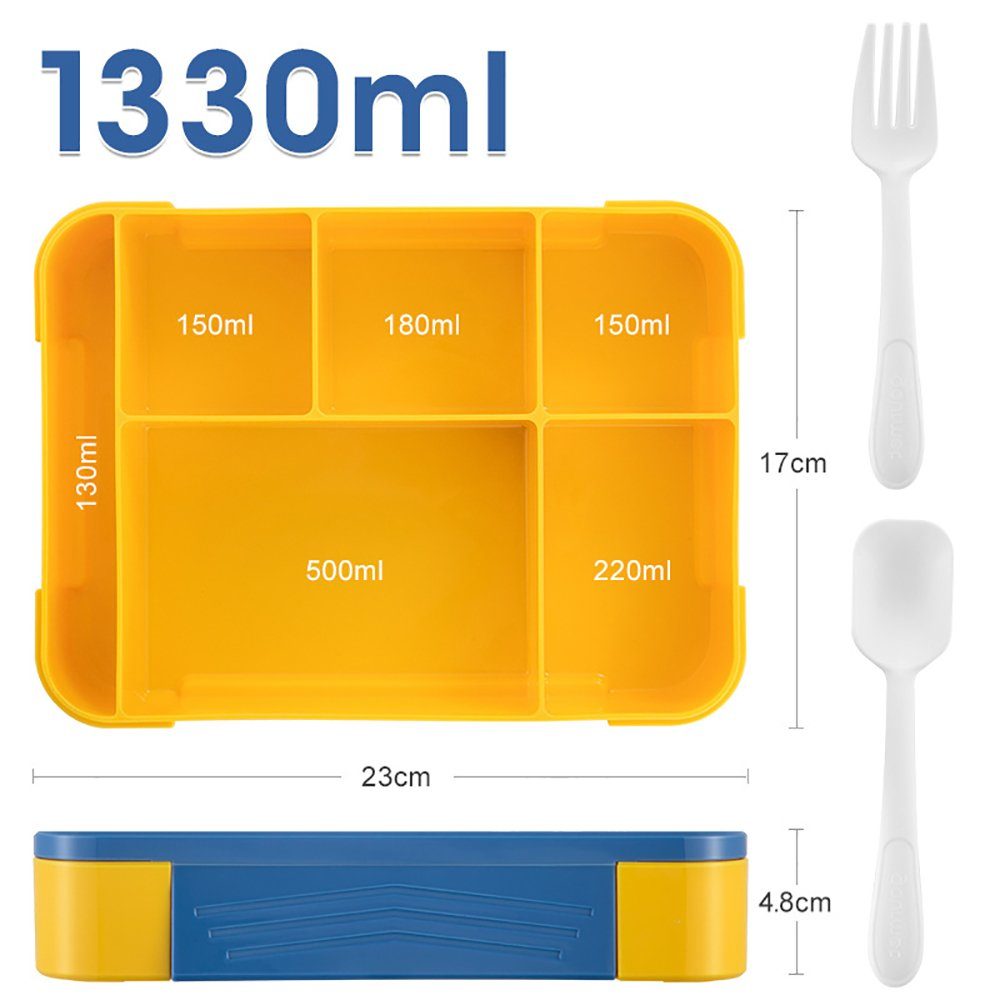 Box Unterteilung, Brotdose Fächern, Kinder GelldG 6 Bento Lunchbox Lunchbox mit Blau,Gelb mit