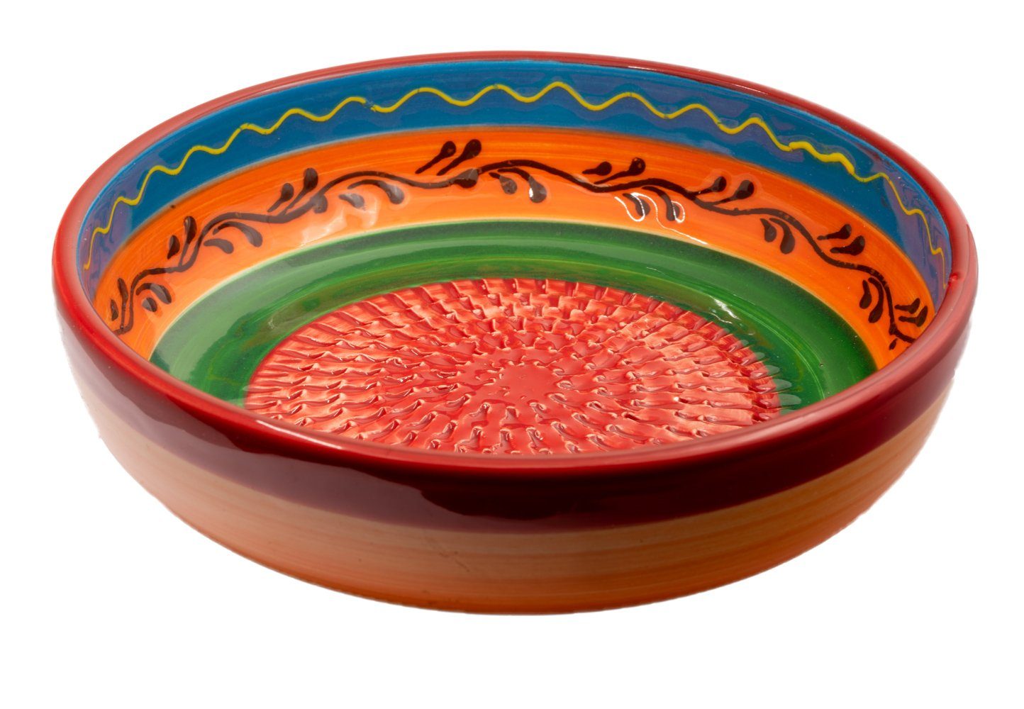 Kaladia Multireibe Reibeschüssel in Rot/Orange/Grün, Keramik, handbemalte Küchenreibe - Made in Spain