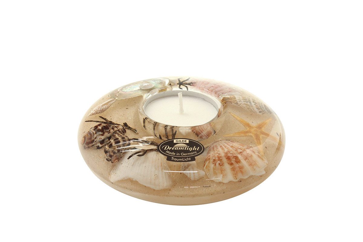 GILDE Teelichthalter Dreamlight Teelichthalter Ufo Mini „Sea Breeze“ Muschelmotiv (1 St)
