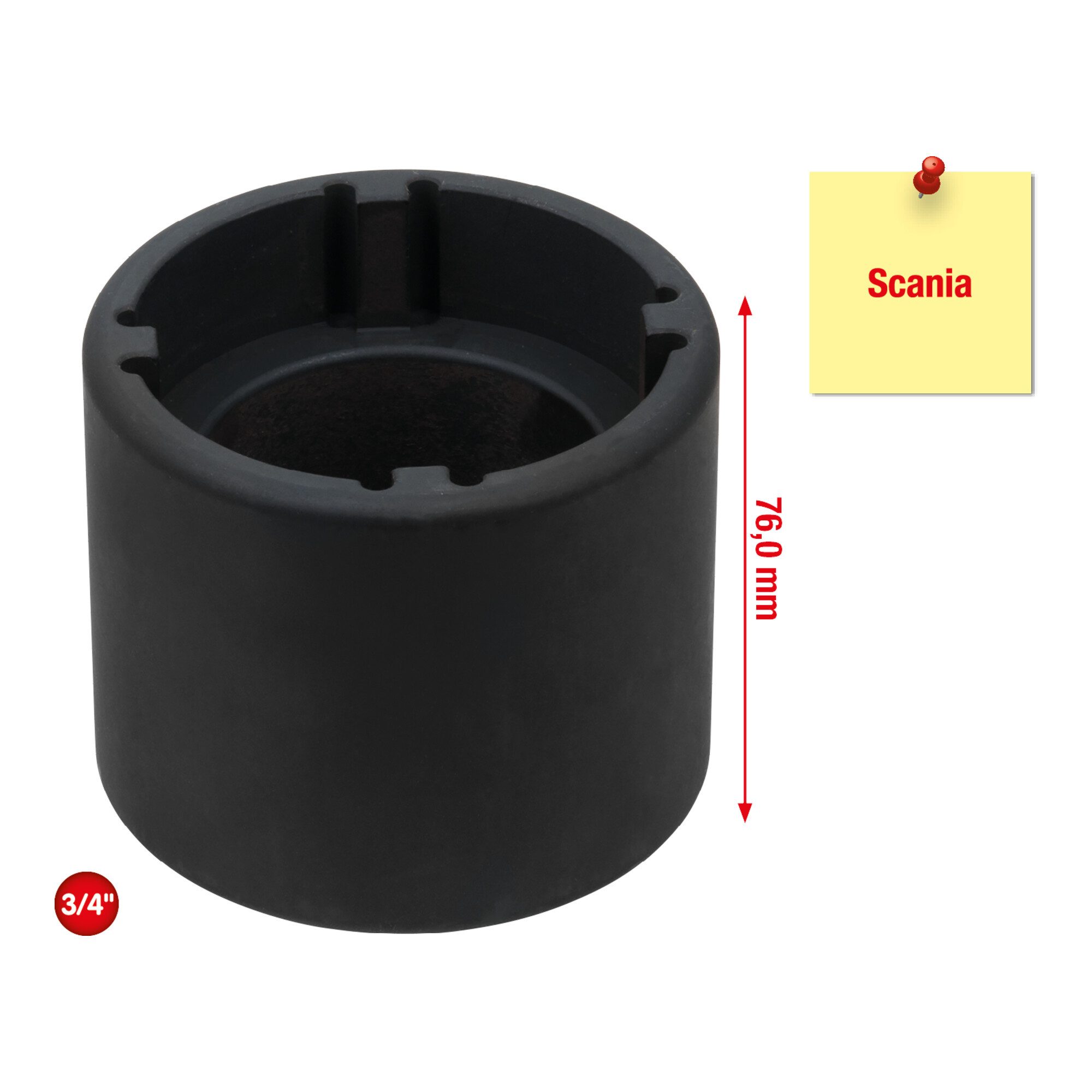 Rollenbock KS Tools 3/4 Zoll Nutmuttern-Schlüssel mit 4 Zapfen für Scania, Innenz