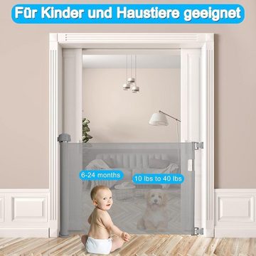 BlingBin Türschutzgitter Treppenschutzgitter Ausziehbare für Babys & Haustiere 0-150 cm (1er Set, 1 St), 86cm Hoch Baby Absperrgitter Treppenschutzrollo, Geräuschlose