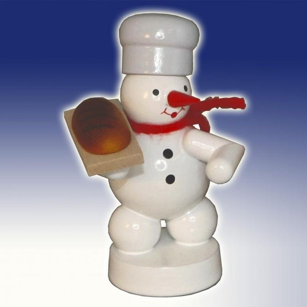 Schneemann Winterdekoration Schneemann mit Bäcker mit Brot Höhe 8cm NEU