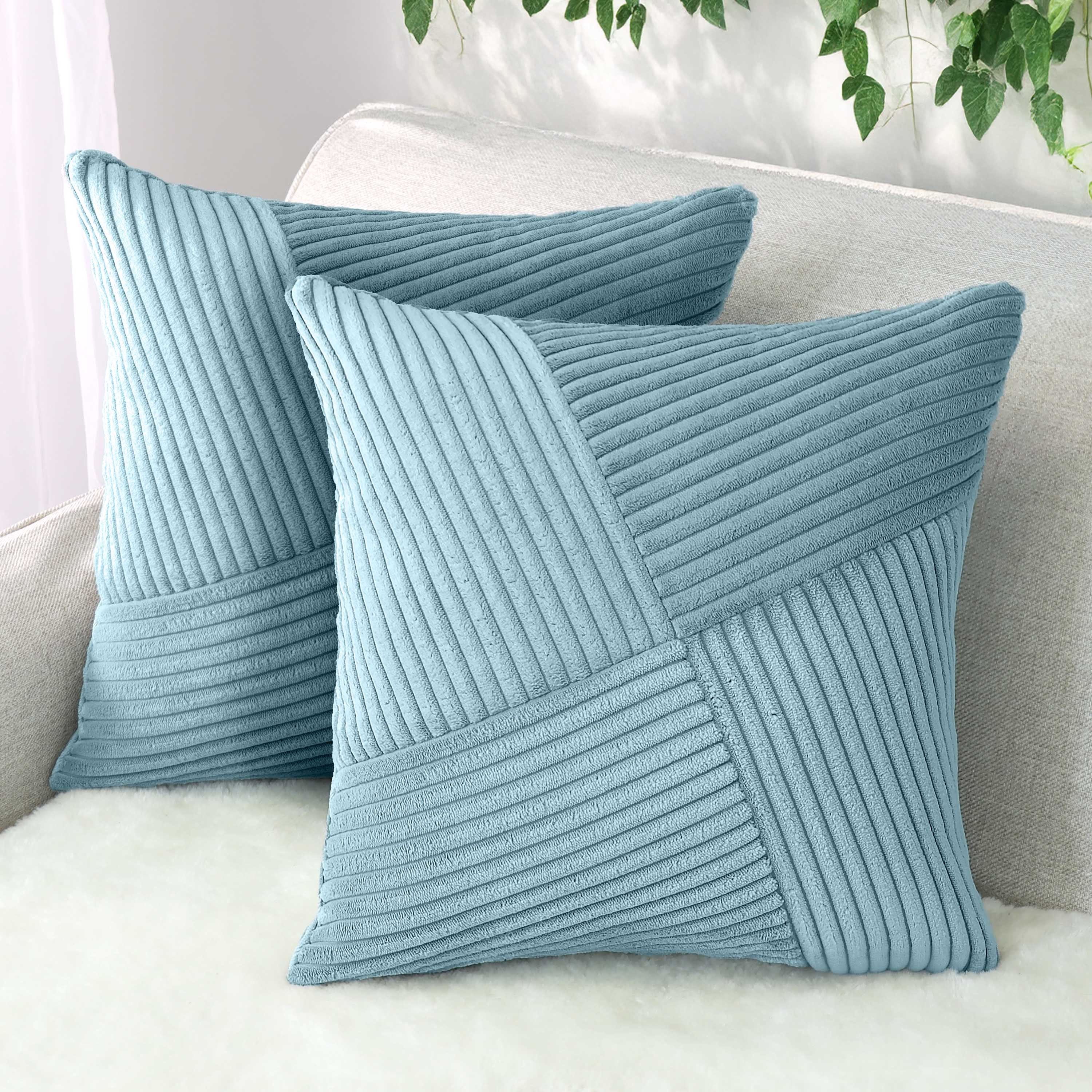 Amilian Dekokissen Sofakissen 40x40 2er Set mit Füllung und Bezug - Cord-Optik, Reißverschluss, formstabil, 2 Stück