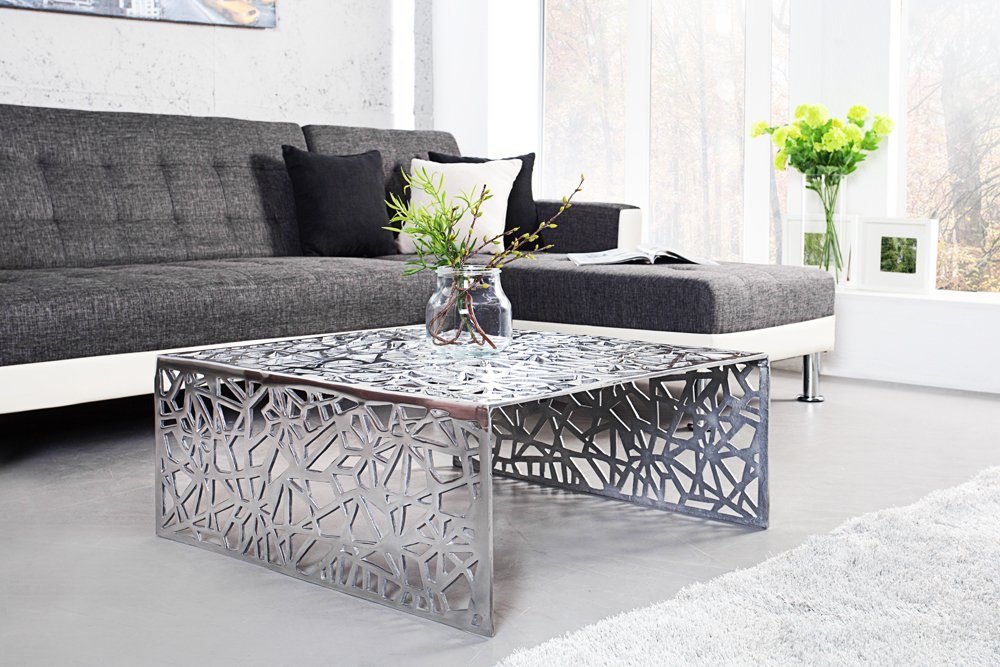 riess-ambiente Couchtisch ABSTRACT 60cm silber, Wohnzimmer · Metall · eckig günstig online kaufen