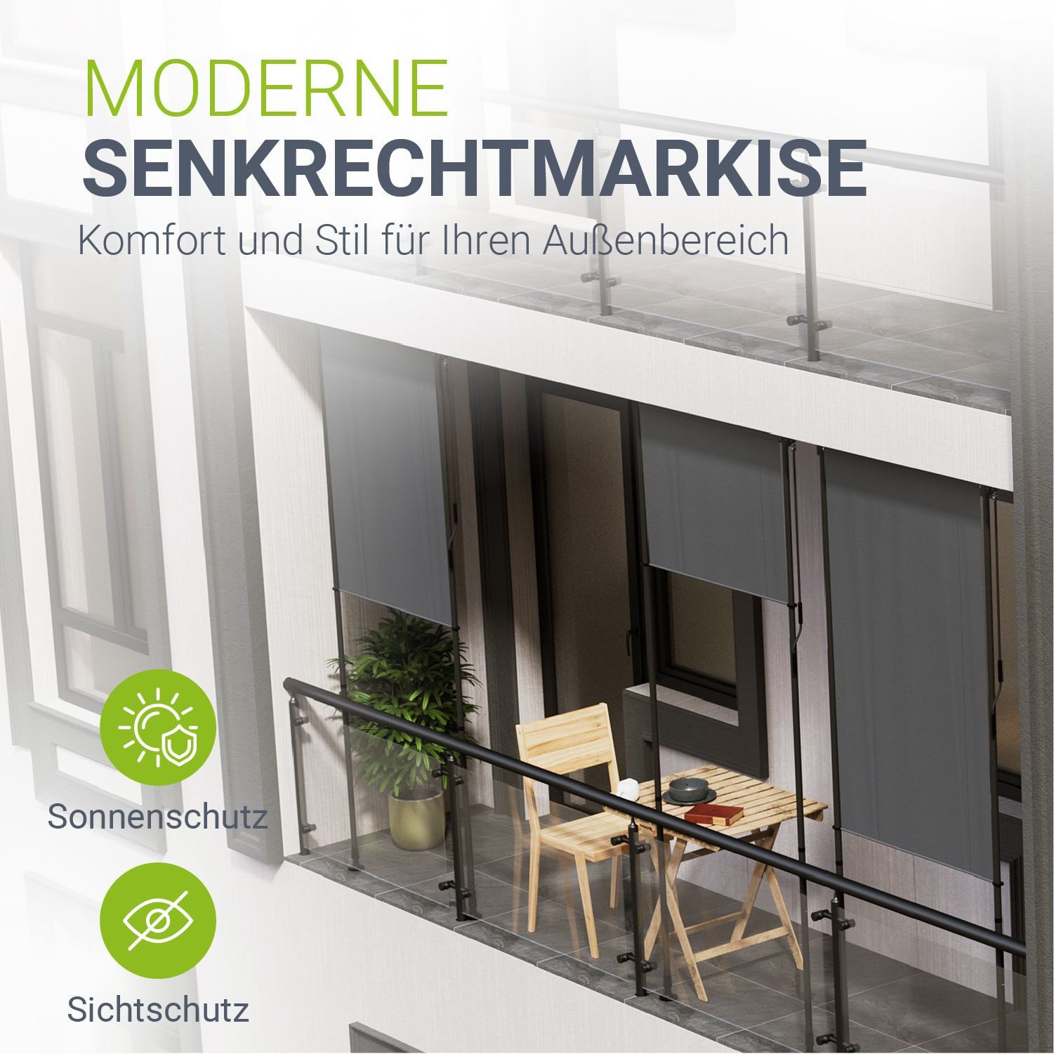 Juskys Senkrechtmarkise Barbados Klemmmontage ohne Bohren, günstig online kaufen
