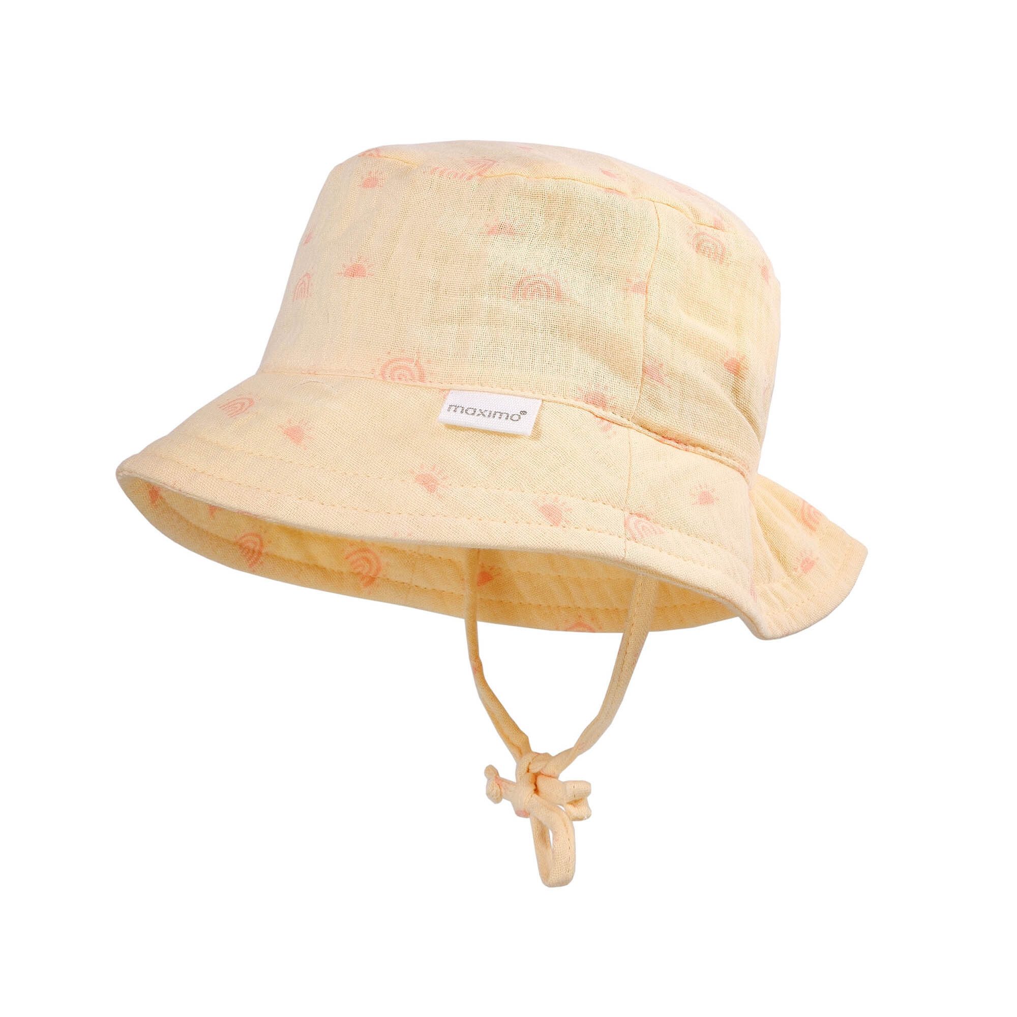 MAXIMO Fischerhut GOTS BABY-Hütchen, Bindeband Musselinstoff, Futter (1-St) Musselin